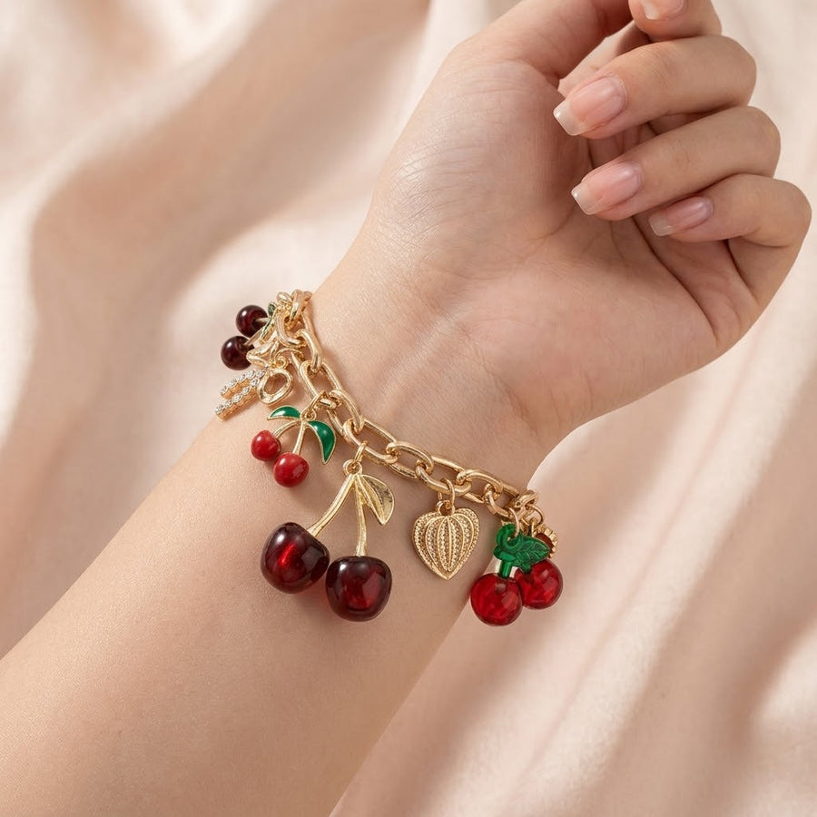 Red Cherry Charm Bracelet