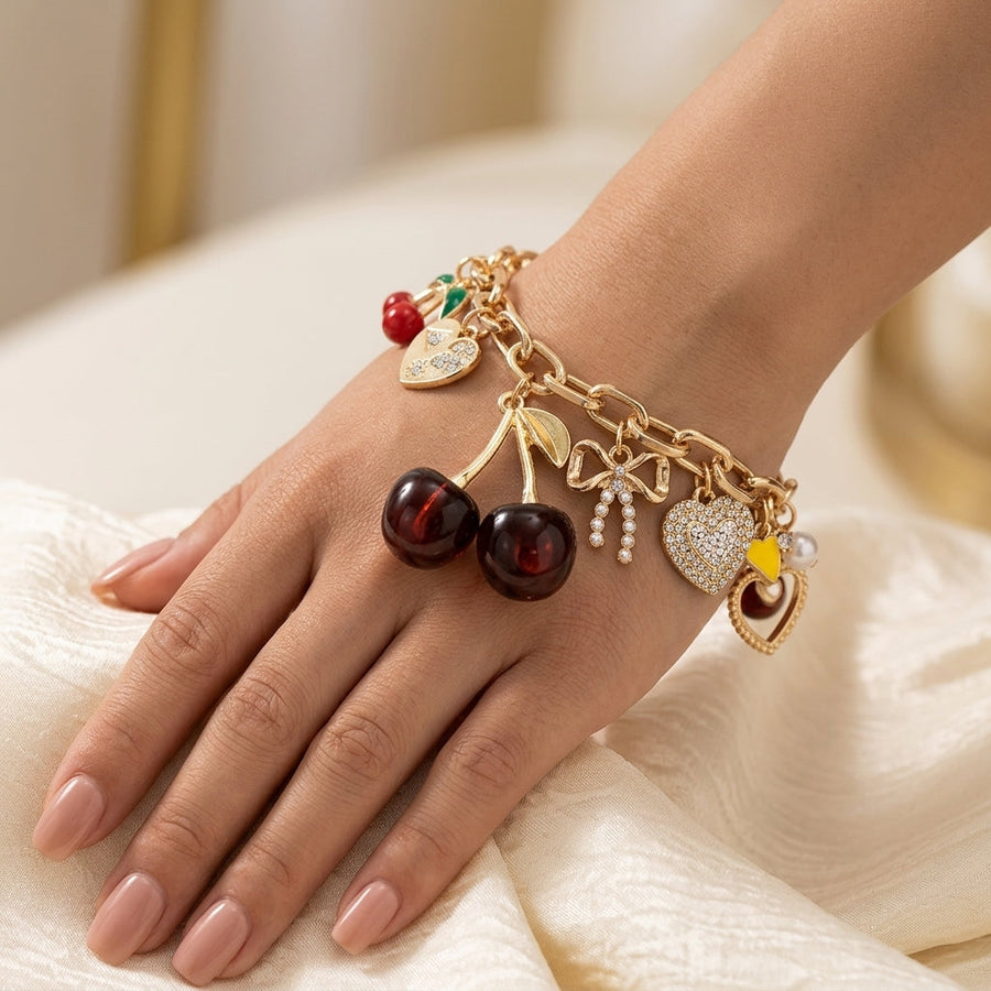 Red Cherry Charm Bracelet