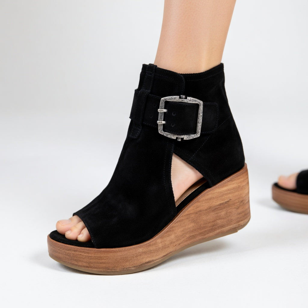 Doreen | Open-toe Wedge Ankle Boots