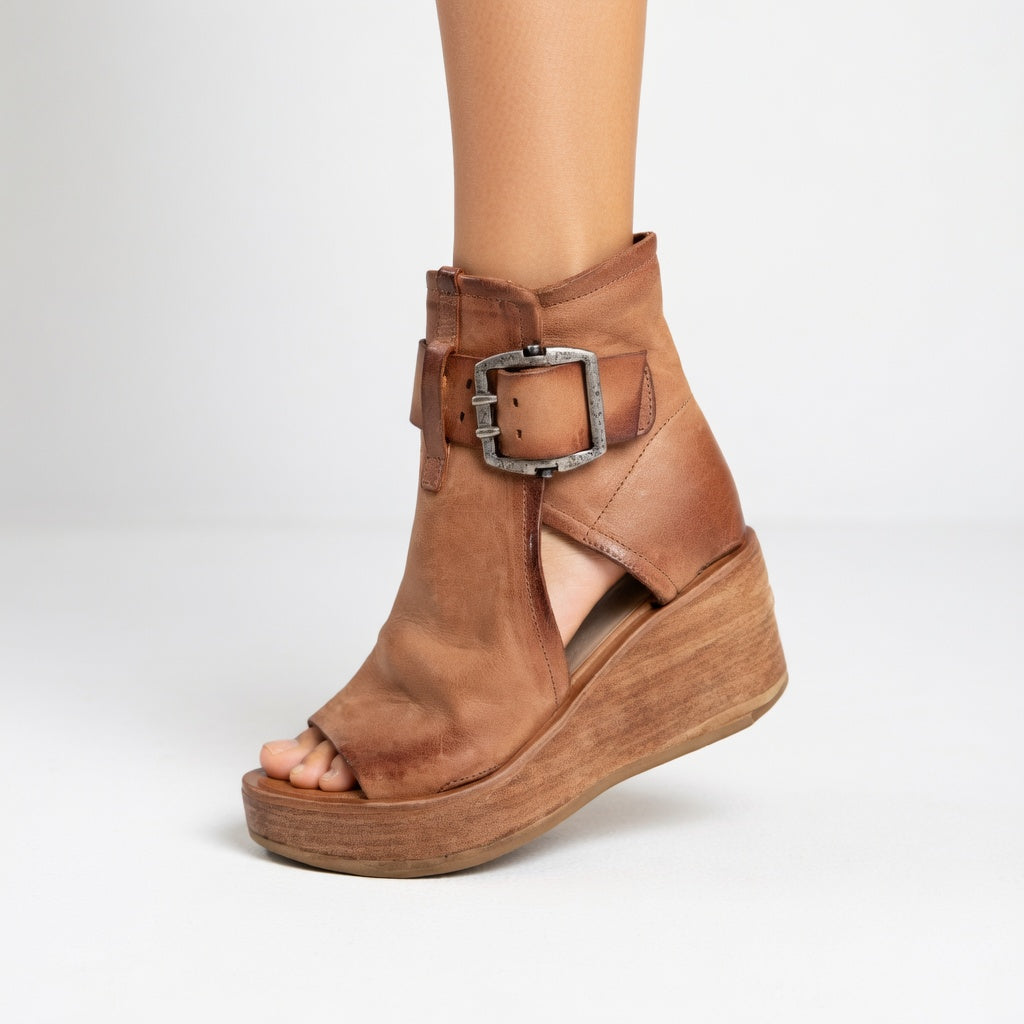 Doreen | Open-toe Wedge Ankle Boots