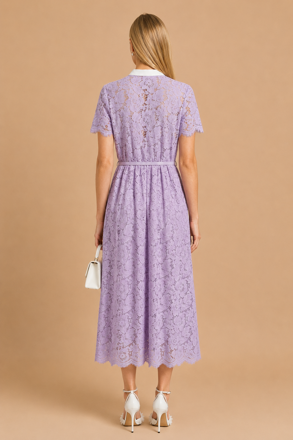Zalia - Victorian Lace Belted Midi Dress