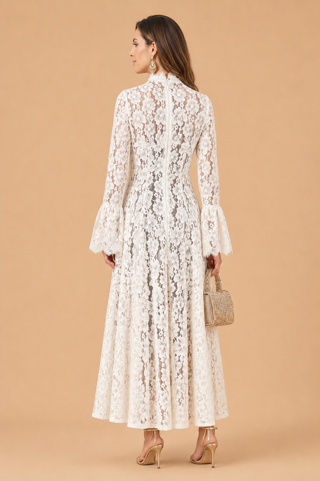 Alef - High-Neck Victorian Lace Maxi Dress