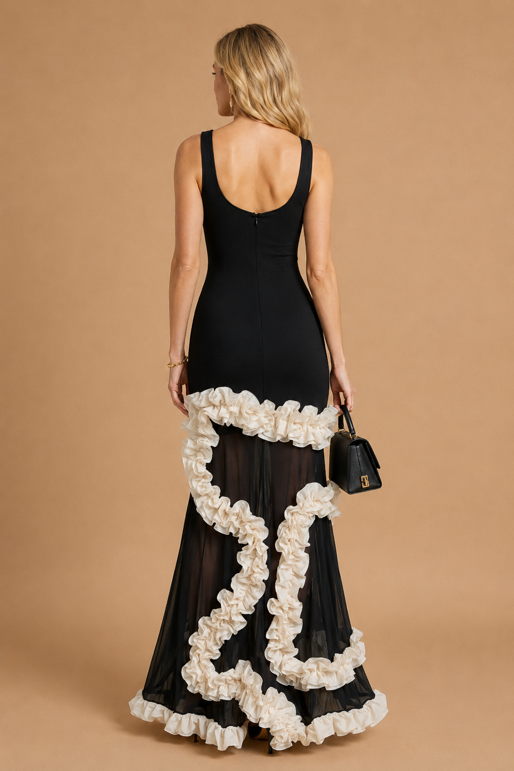 Voki - Ruffled-Trim Maxi Mermaid Dress