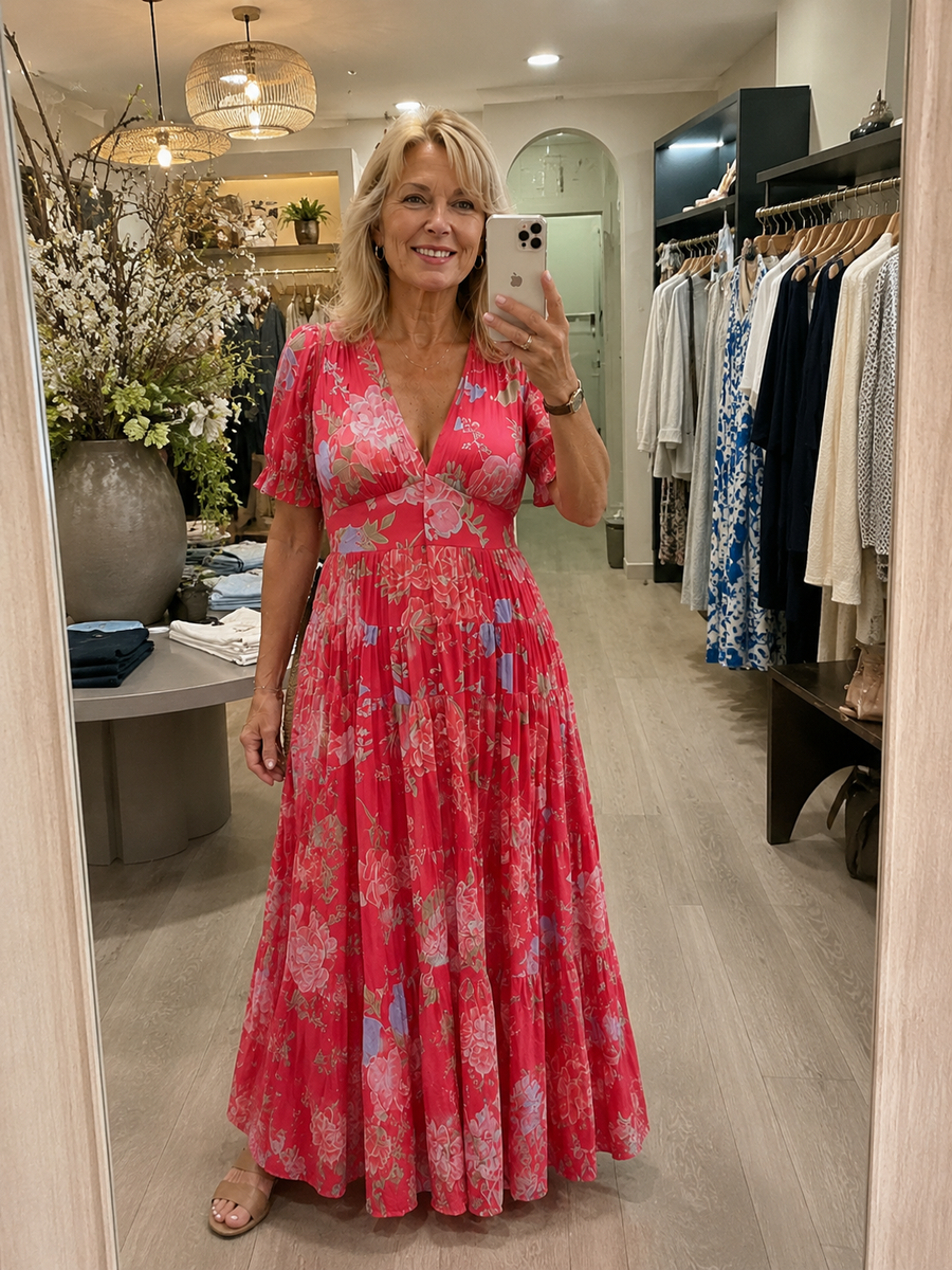 Minelda | Elegant Floral V-neck Dress