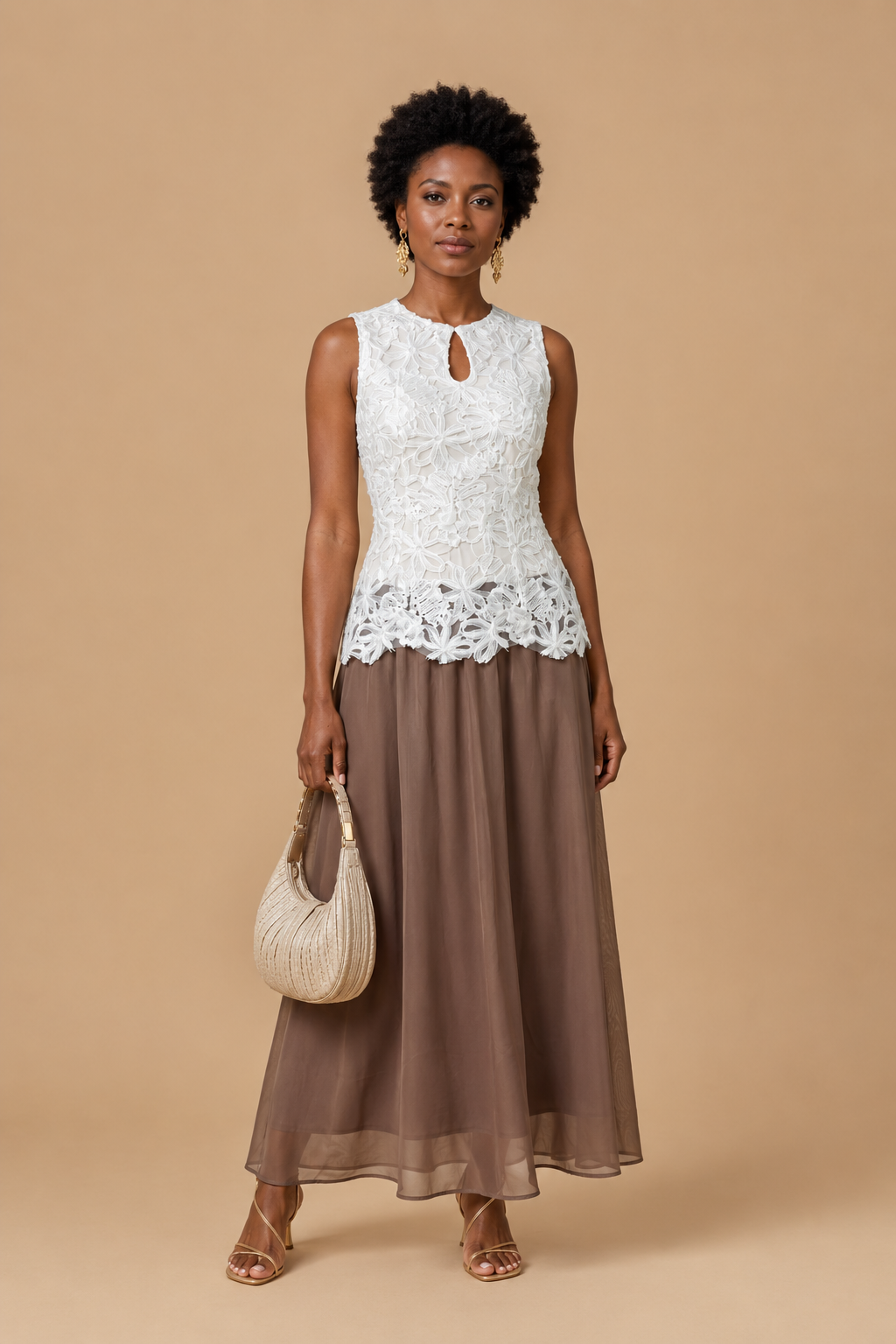 Asti - 3D Floral Appliqué Top & Midi Skirt