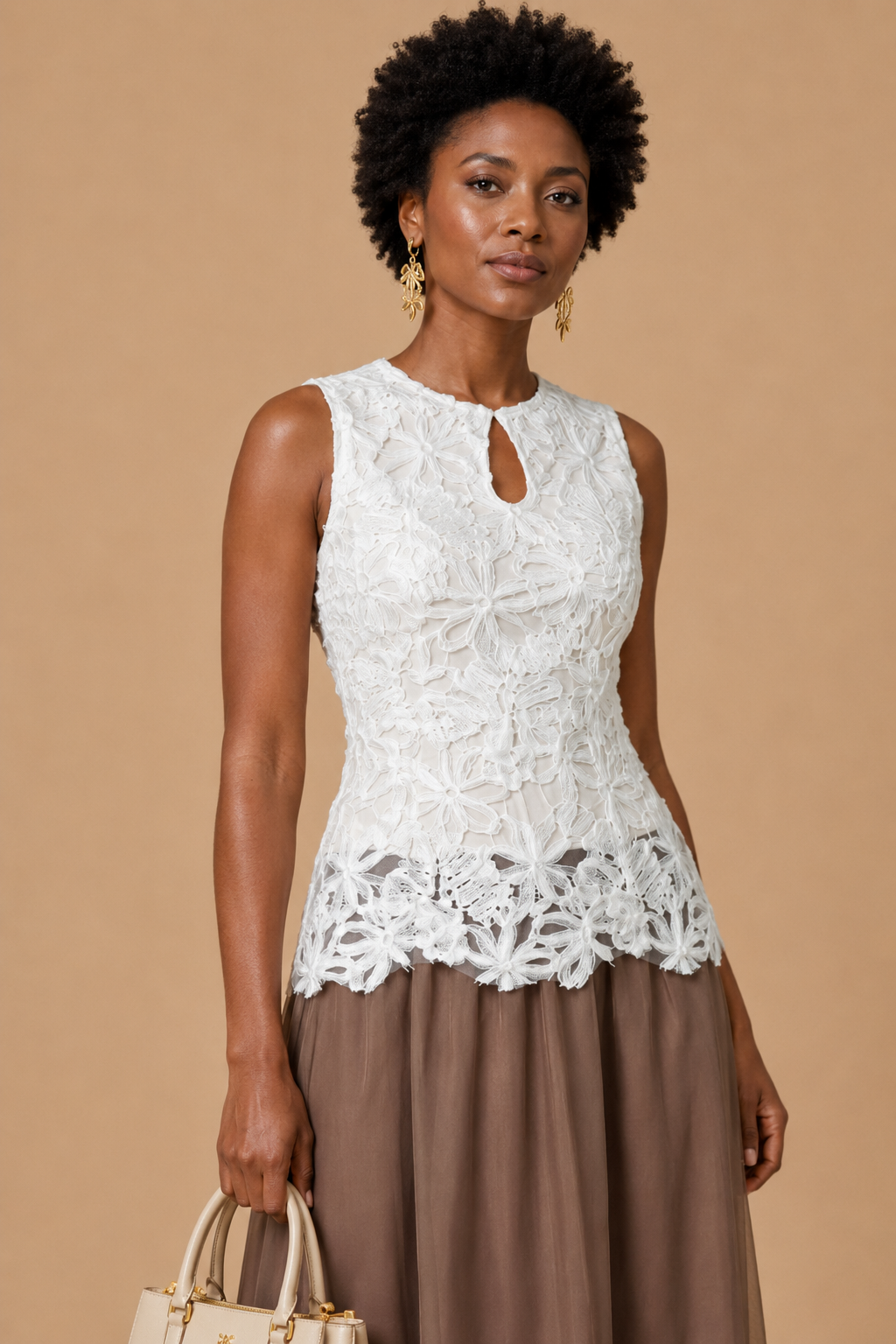 Asti - 3D Floral Appliqué Top & Midi Skirt
