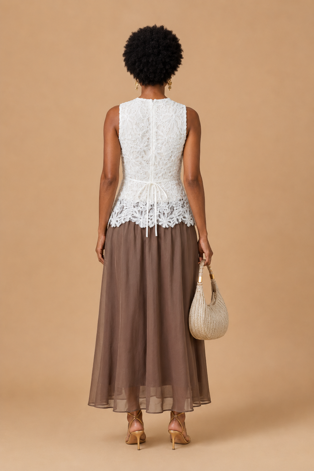 Asti - 3D Floral Appliqué Top & Midi Skirt