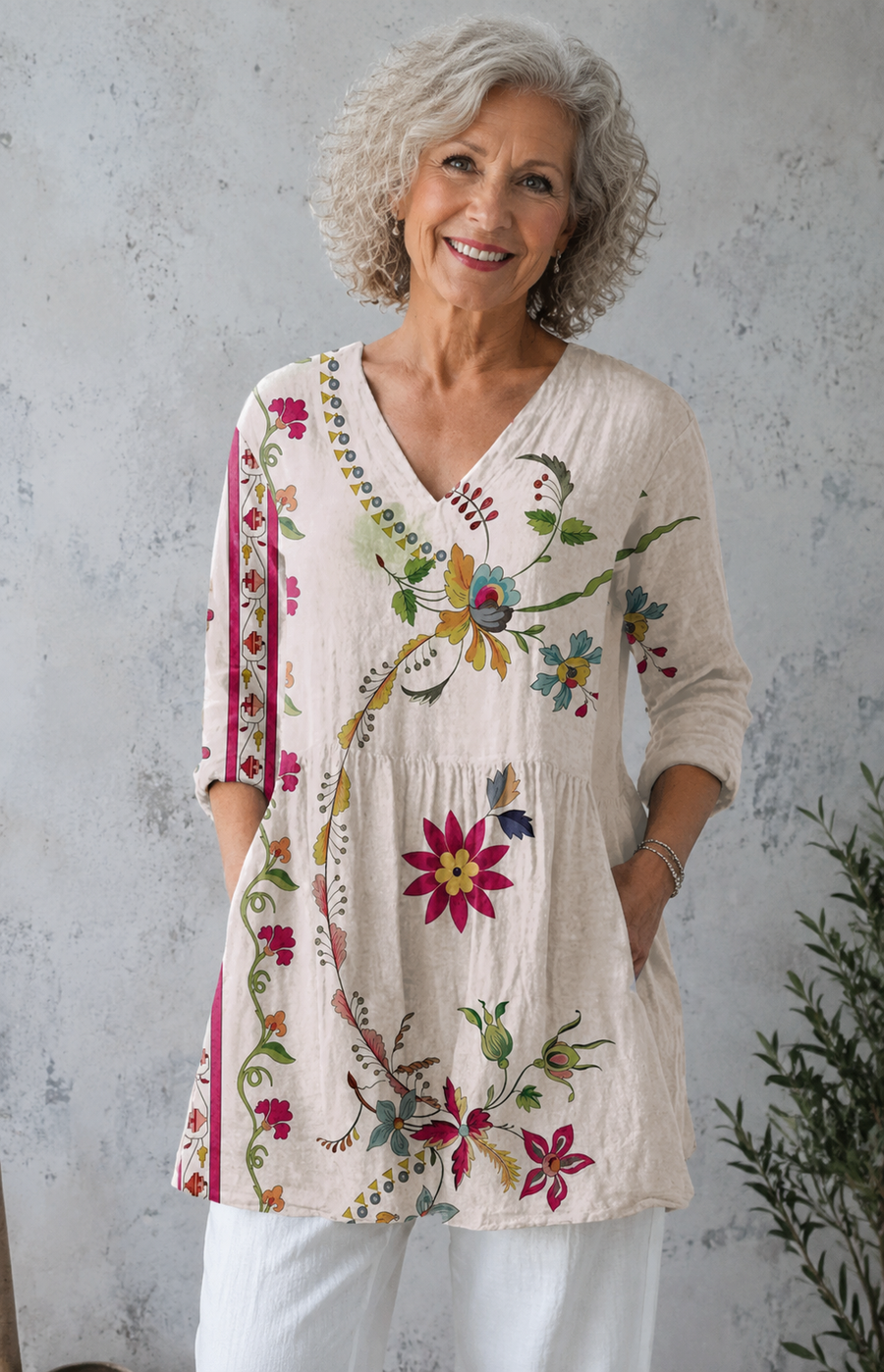 Clara | Long Blouse with V-Neck