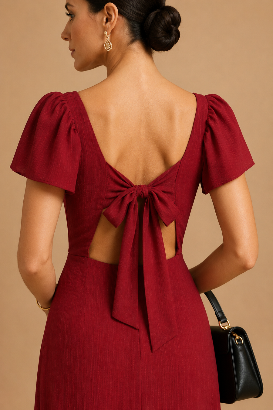 Red Sweetheart Neck Jacquard Maxi Dress