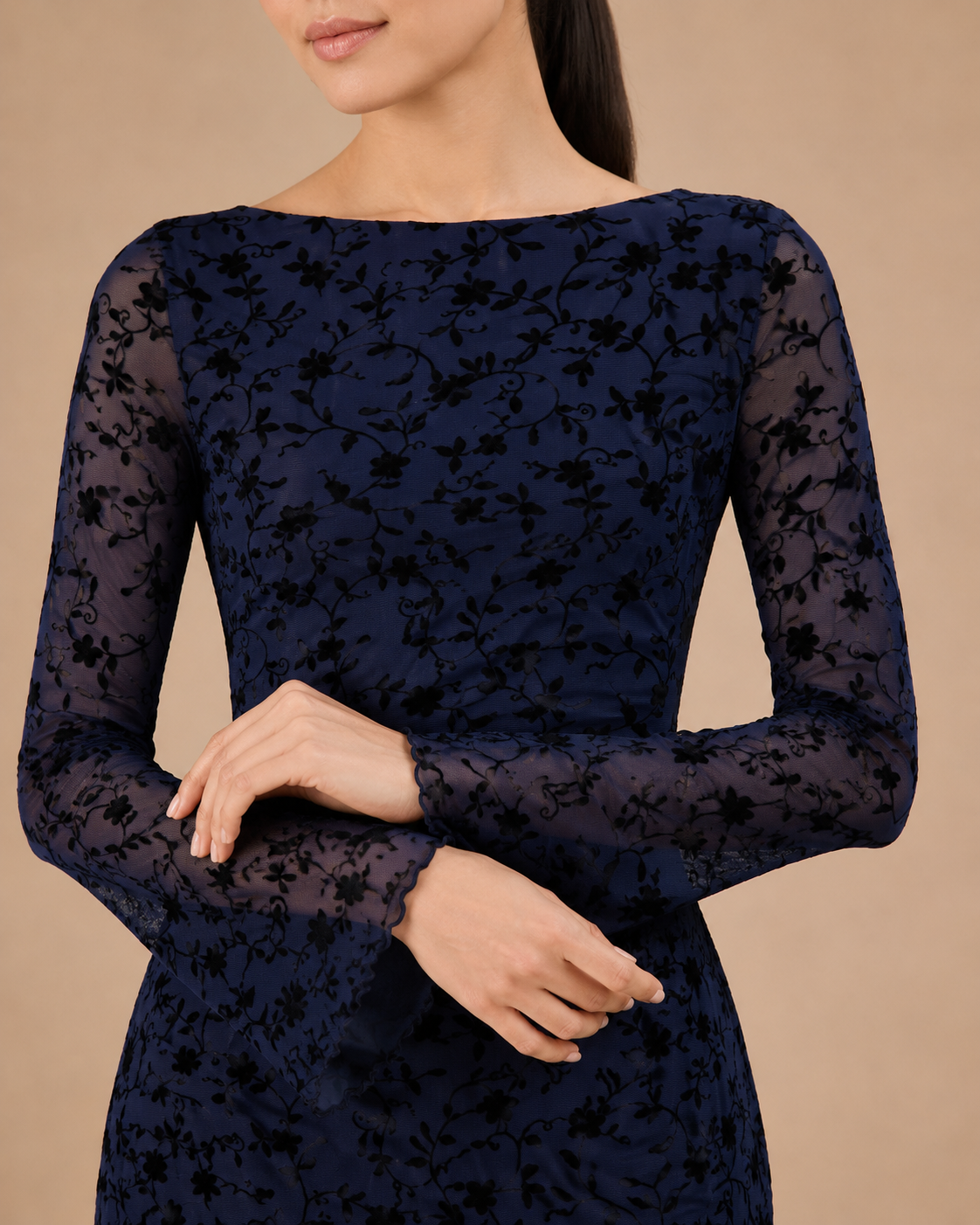 Women's Blue See-through Long Sleeve Mini Dress