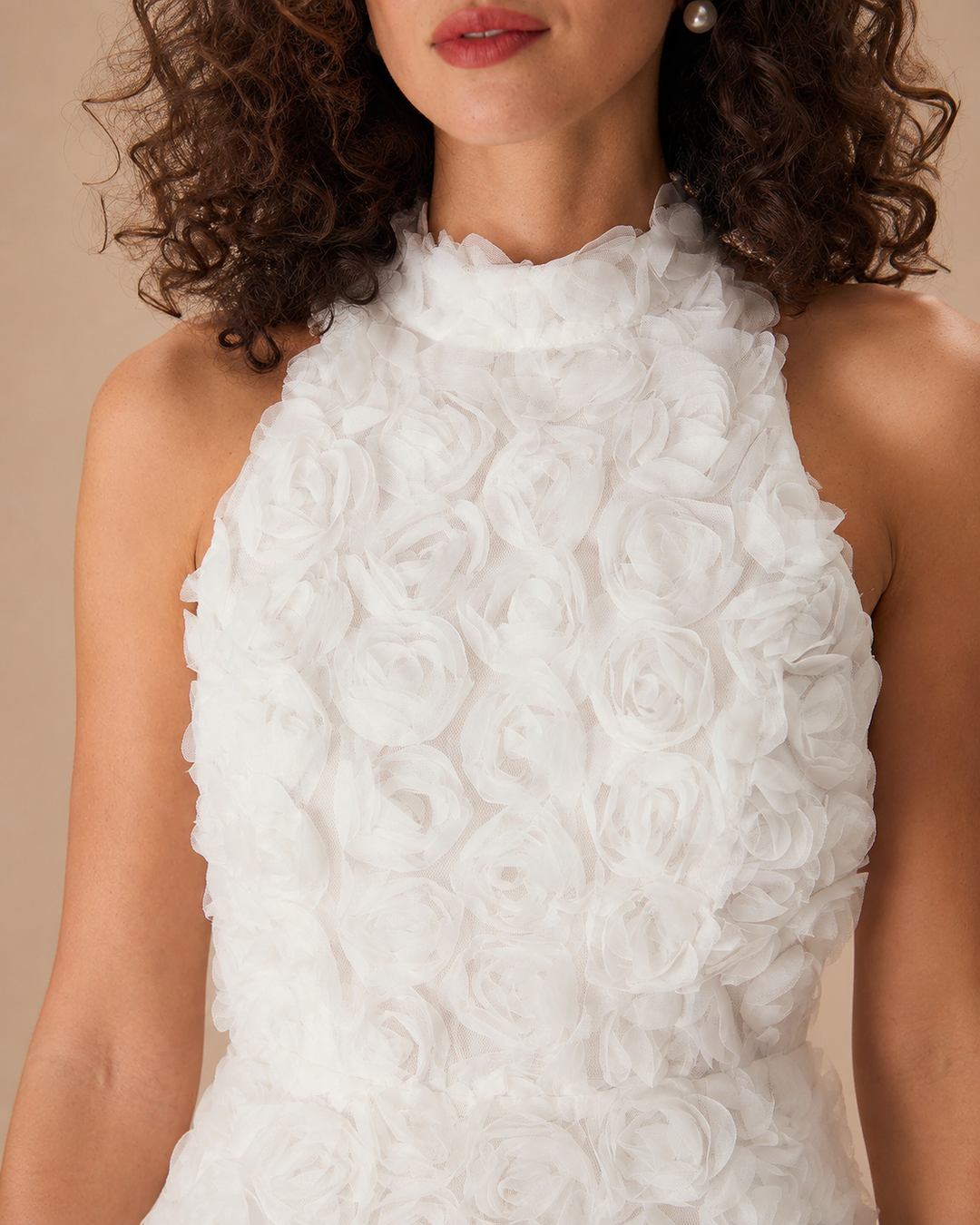 The White Mock Neck Tie-Back Mini Dress