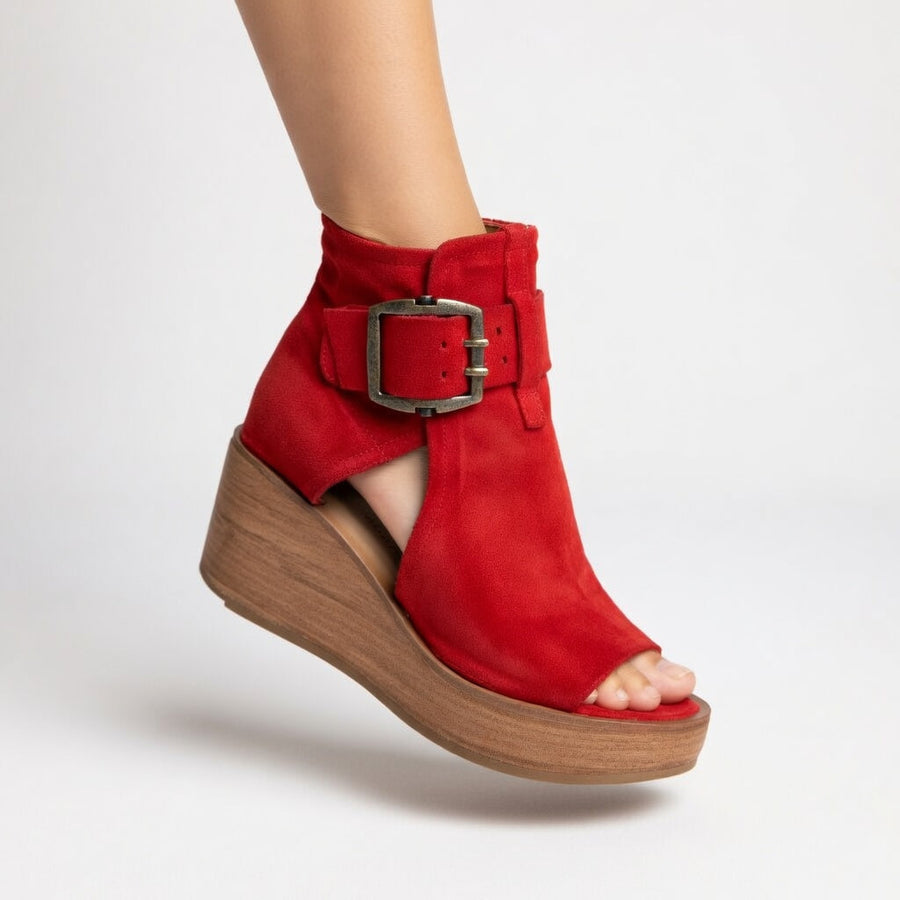 Doreen | Open-toe Wedge Ankle Boots