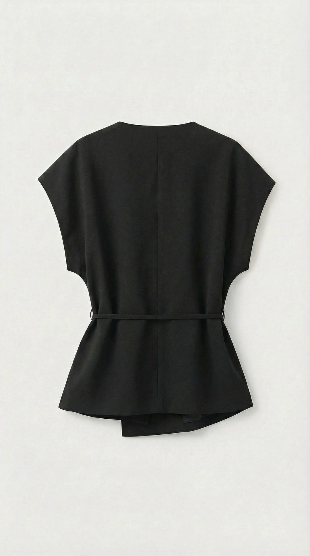 Epure - V-Neck Belted Sleeveless Top Black