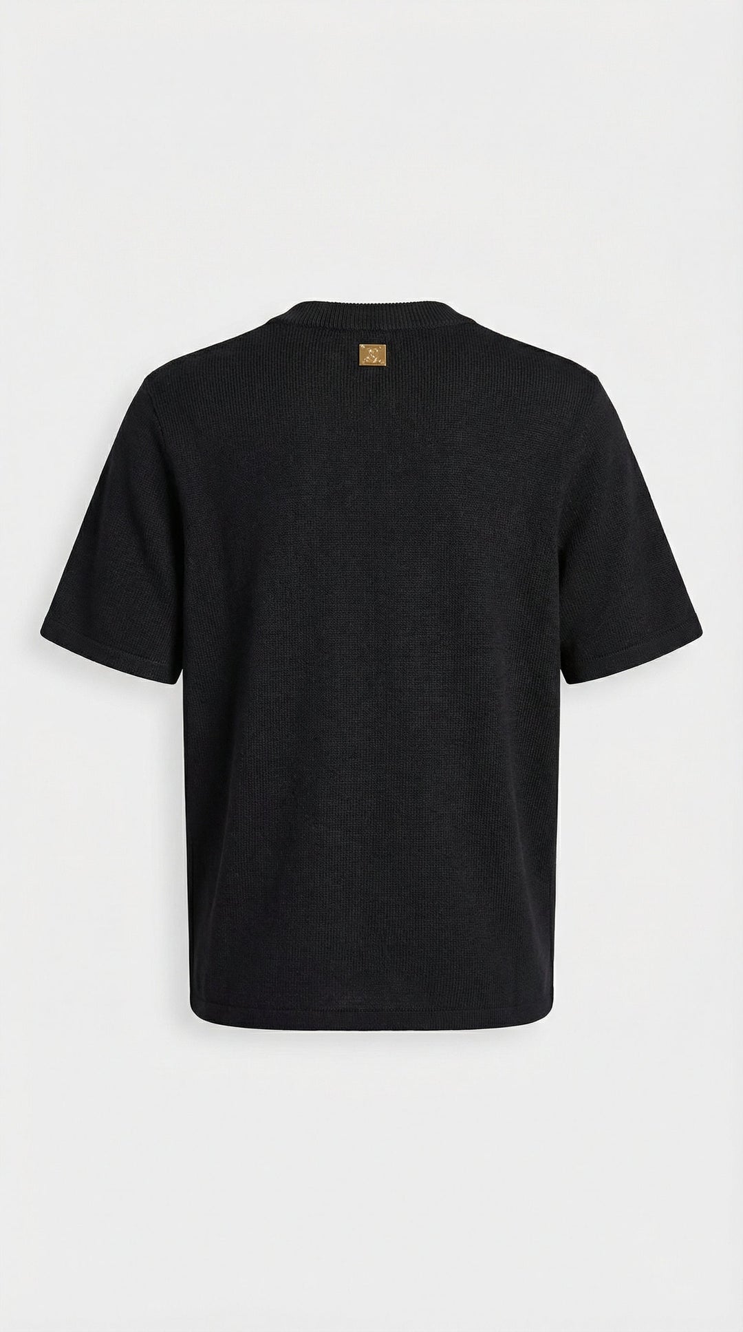 Avena - Metal Buckle Cotton Knitted T-shirt Black
