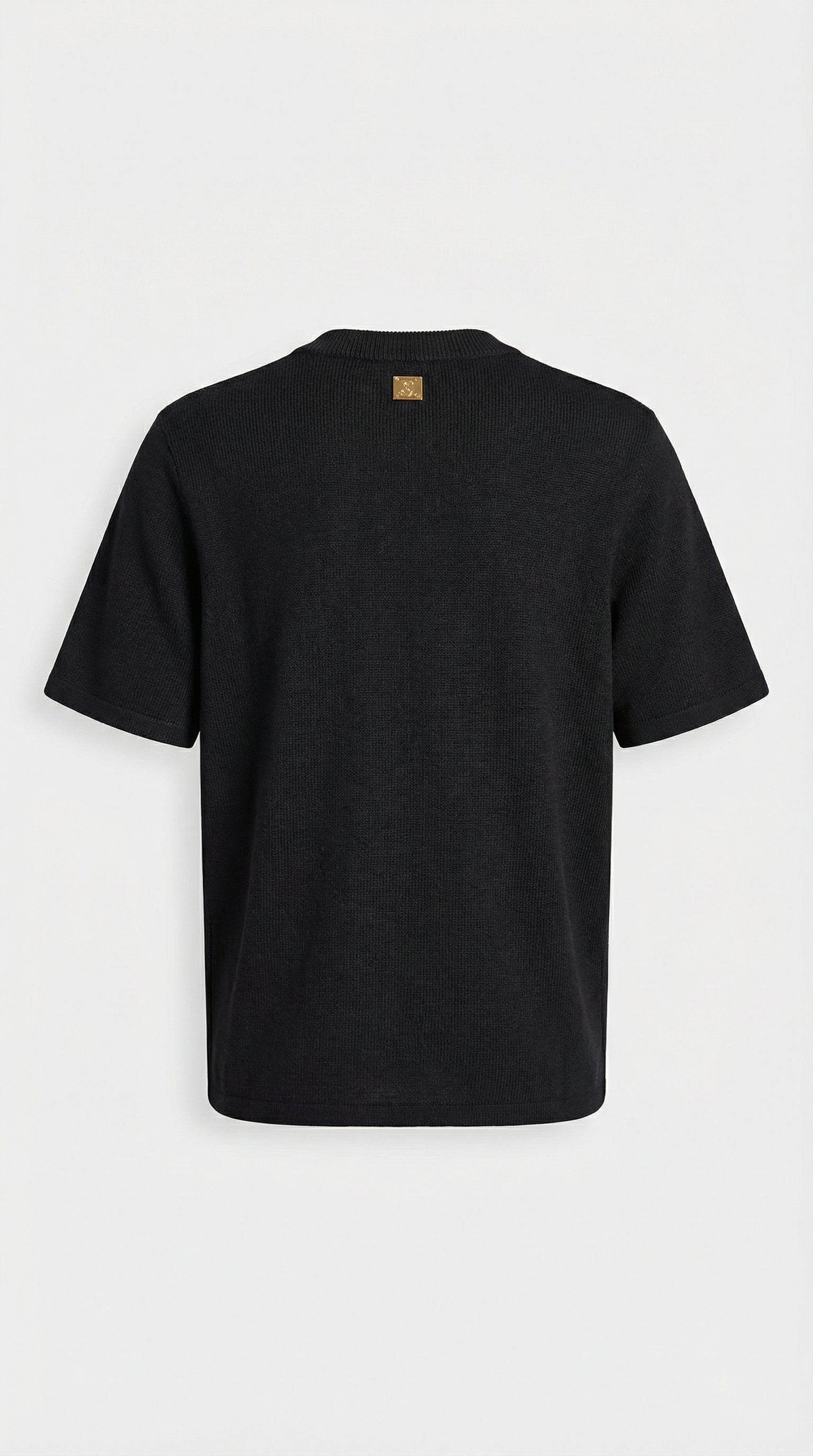 Avena - Metal Buckle Cotton Knitted T-shirt Black