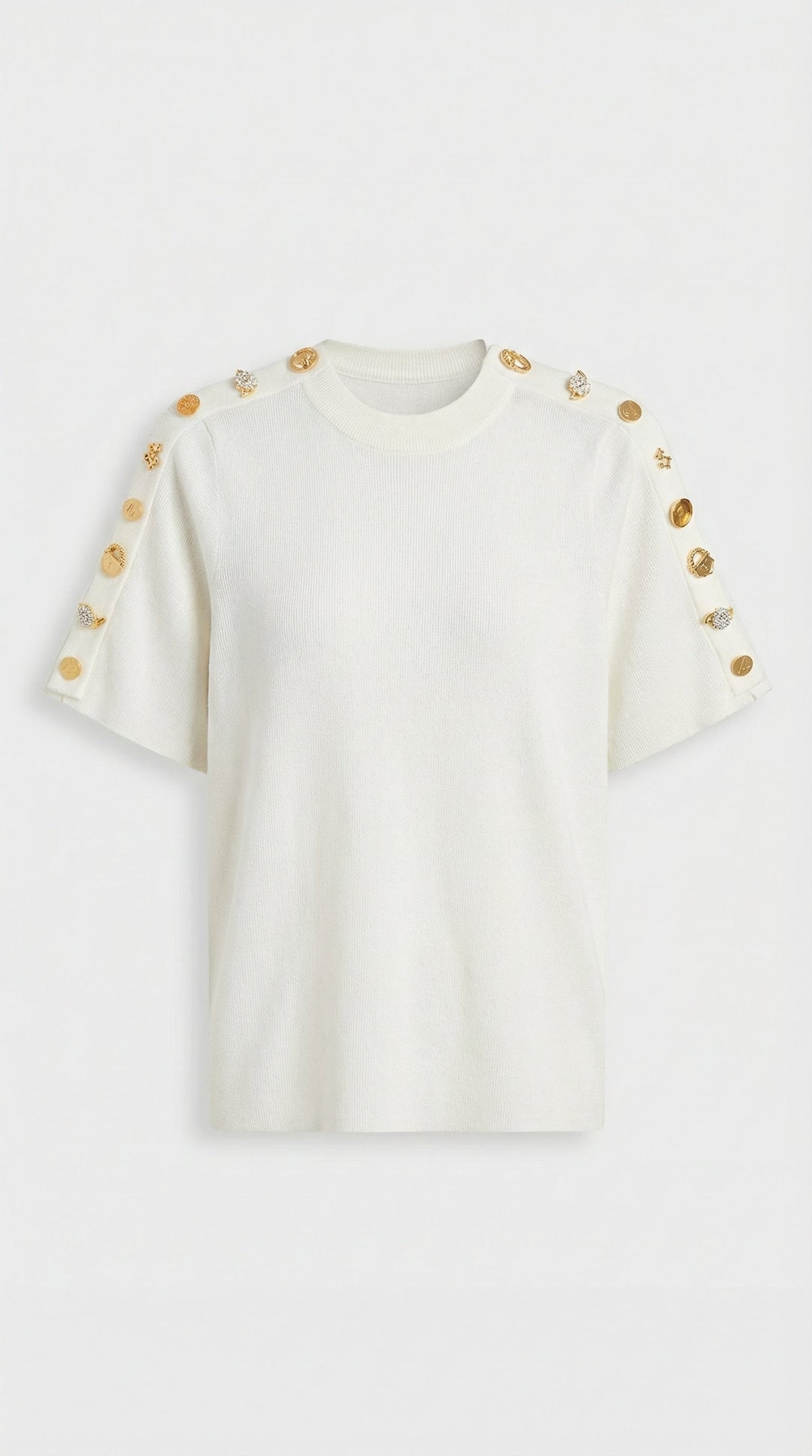 Avena - Metal Buckle Cotton Knitted T-shirt White