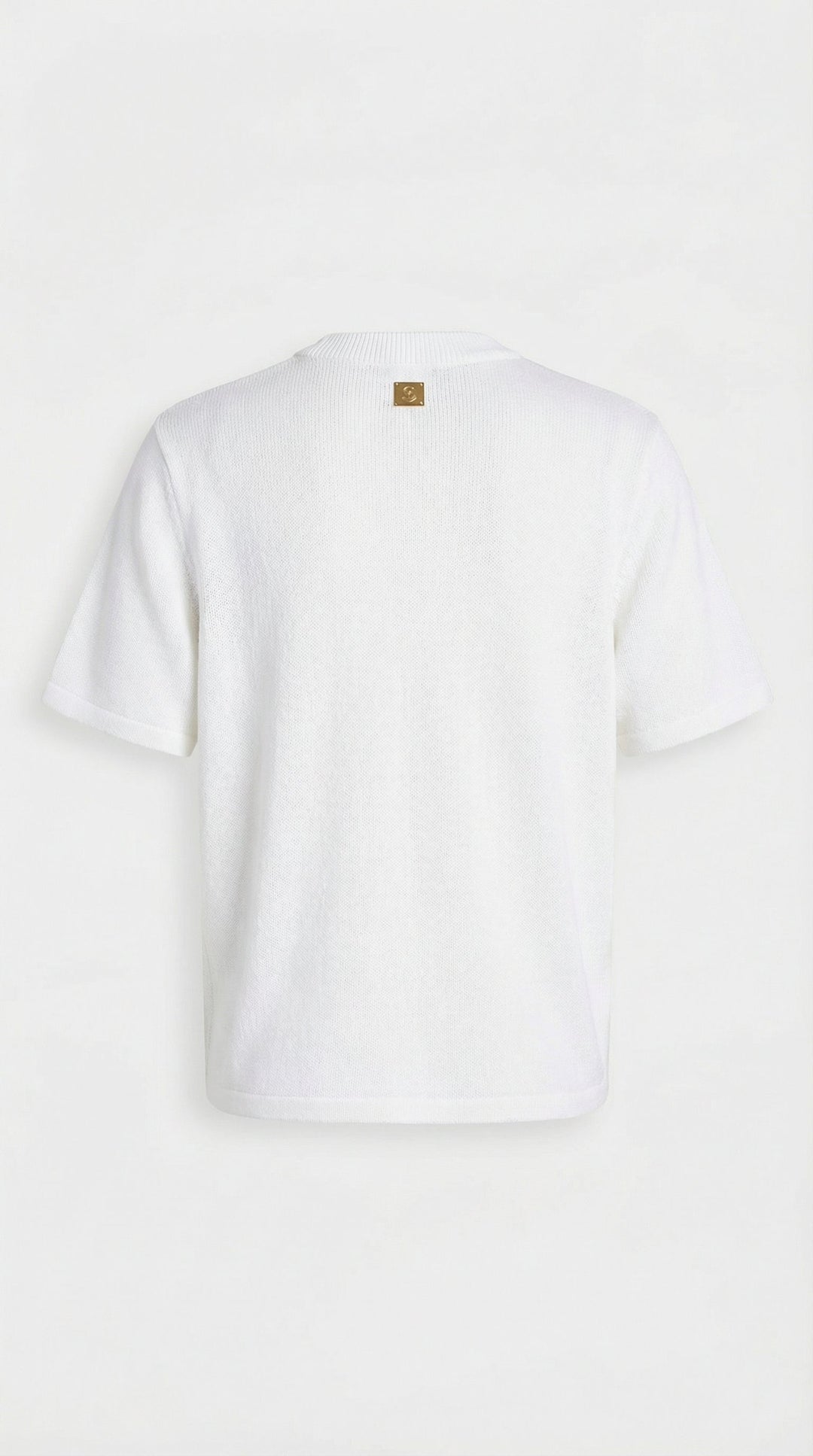 Avena - Metal Buckle Cotton Knitted T-shirt White