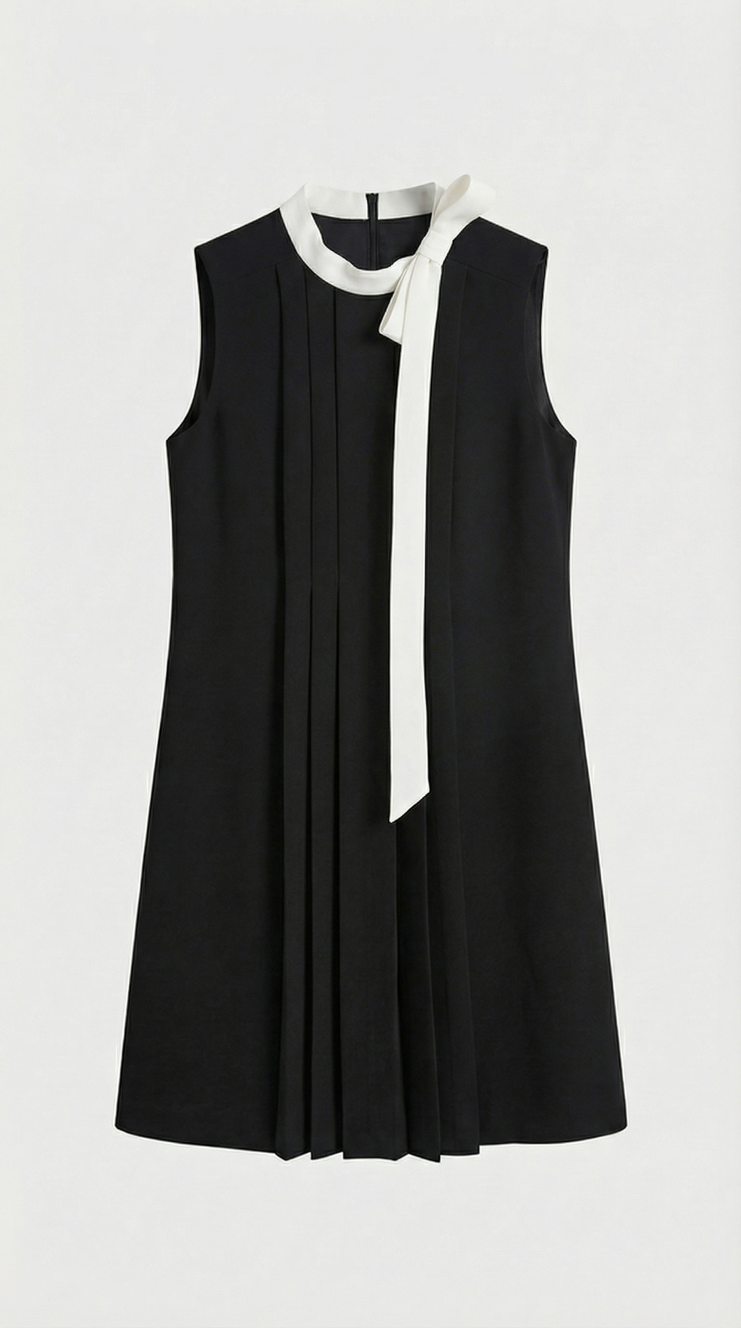 Kona - Pleated Bow-Neck Mini Dress