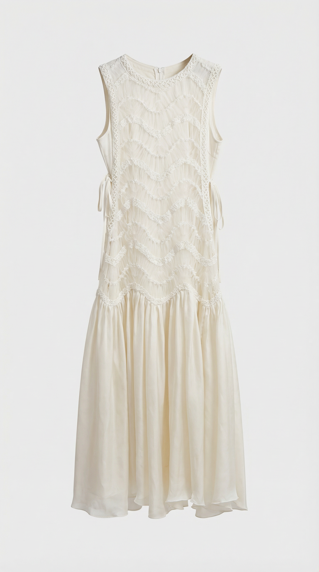 Bia - Chevron Lace-Trimmed Midi Dress