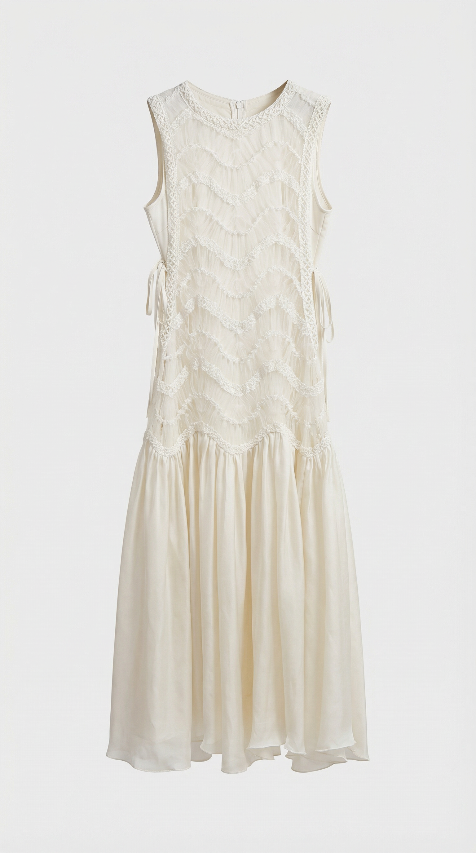 Bia - Chevron Lace-Trimmed Midi Dress