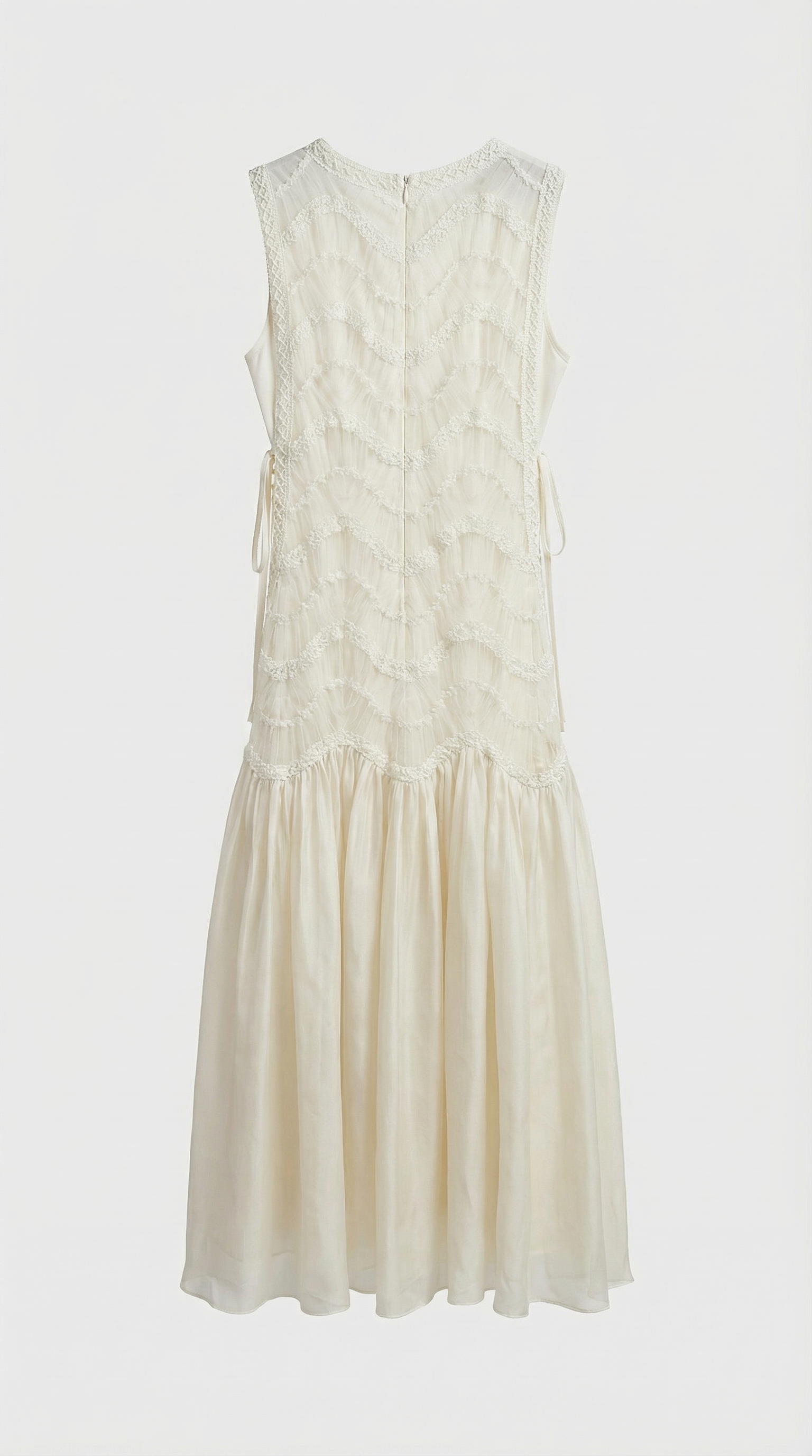 Bia - Chevron Lace-Trimmed Midi Dress