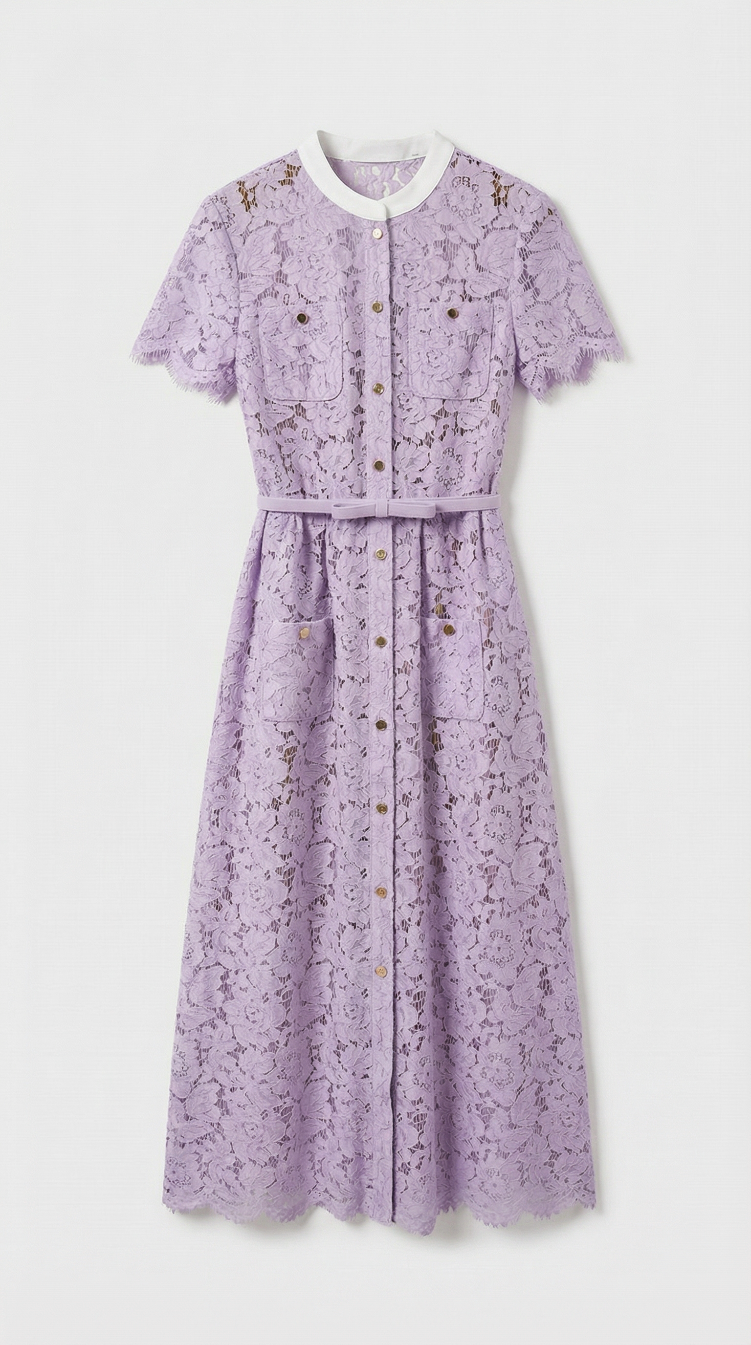 Zalia - Victorian Lace Belted Midi Dress