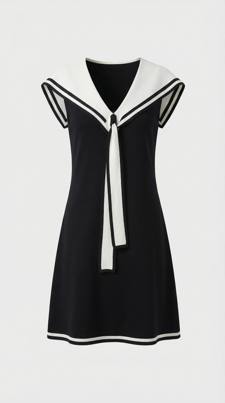 Dali - Contrast Sailor-Collar Mini Dress
