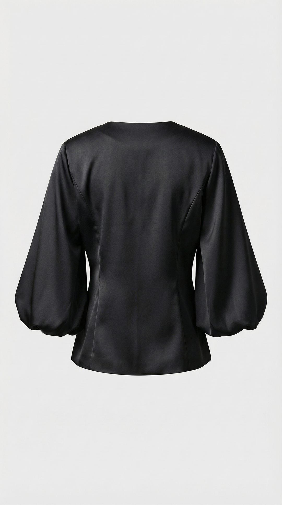 Keni - Metal-Button Puff-Sleeve Top Black