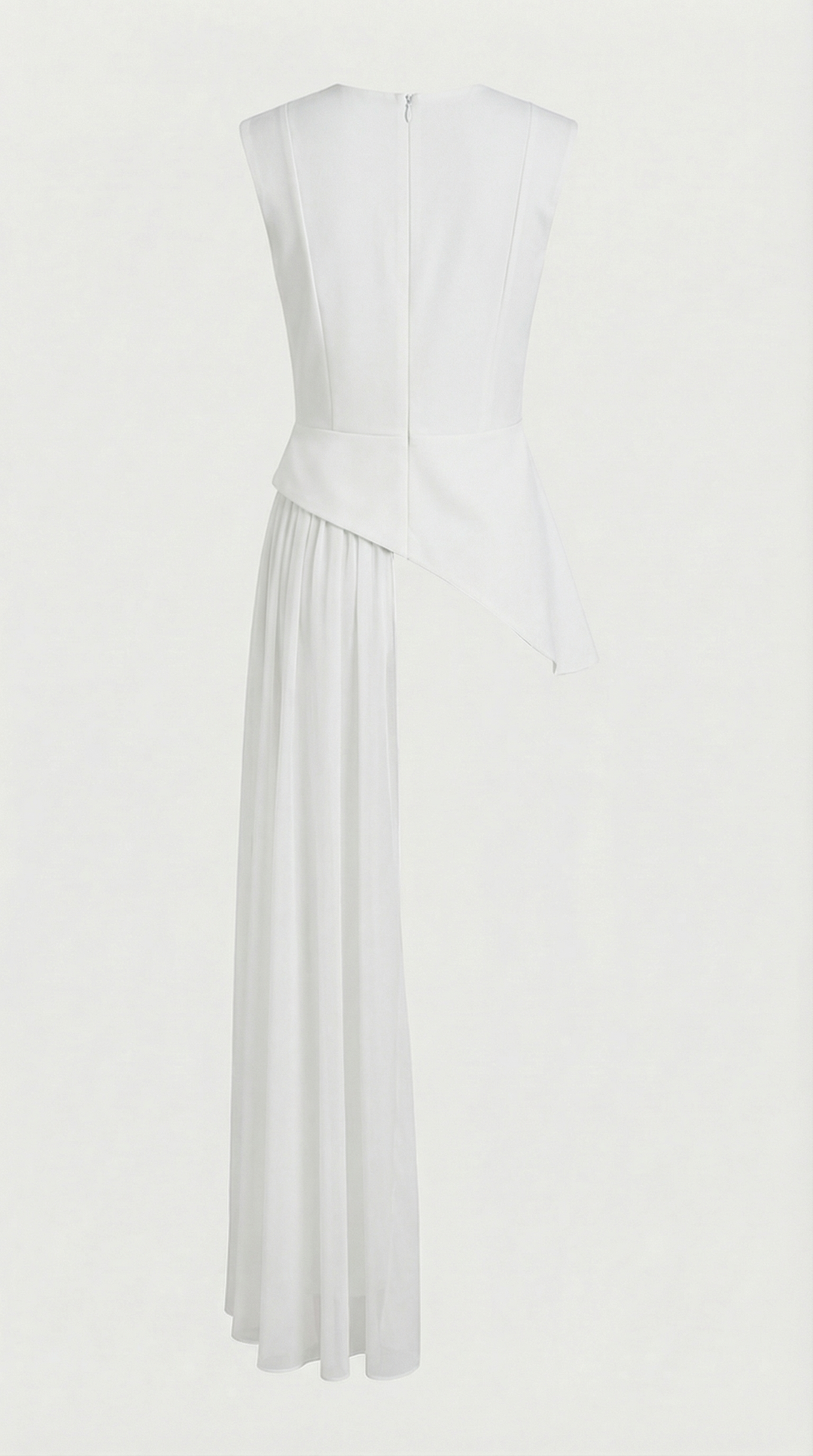 Mara - Asymmetrical Chiffon-Draped Peplum Top White