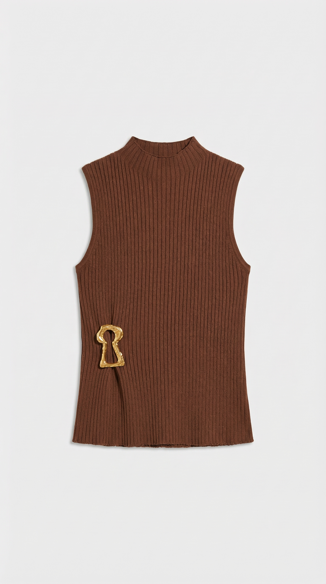 Corso - Keyhole-Detail Sleeveless Ribbed Top Brown