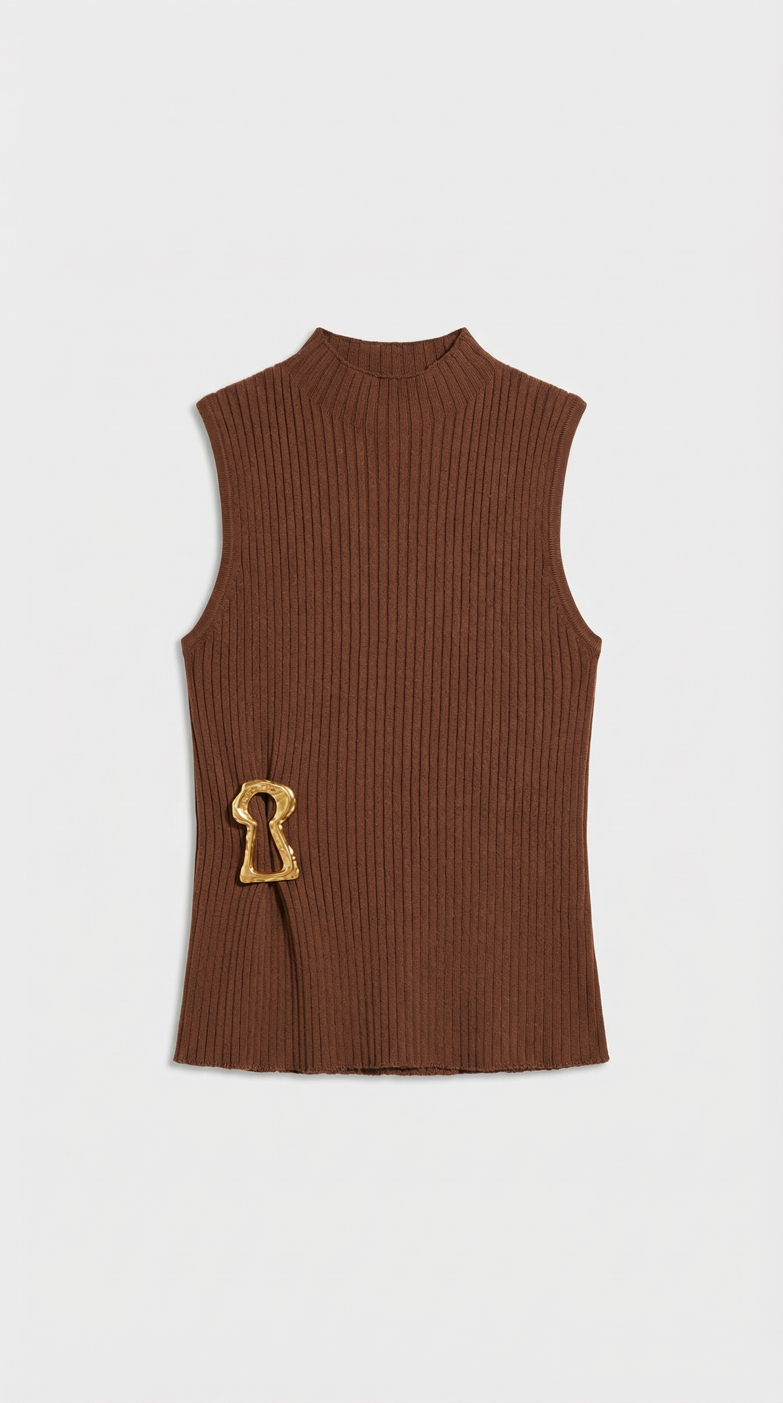 Corso - Keyhole-Detail Sleeveless Ribbed Top Brown