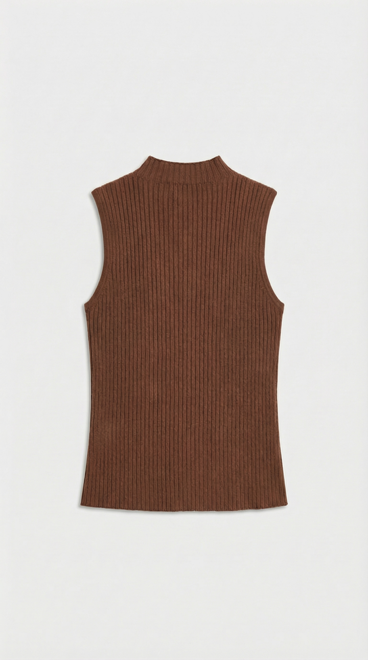 Corso - Keyhole-Detail Sleeveless Ribbed Top Brown