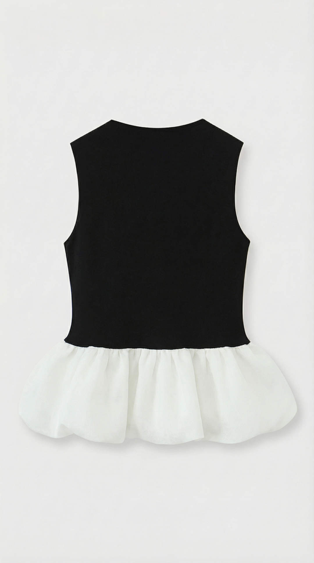 Onasis - Mixed-Media Contrast Peplum Top