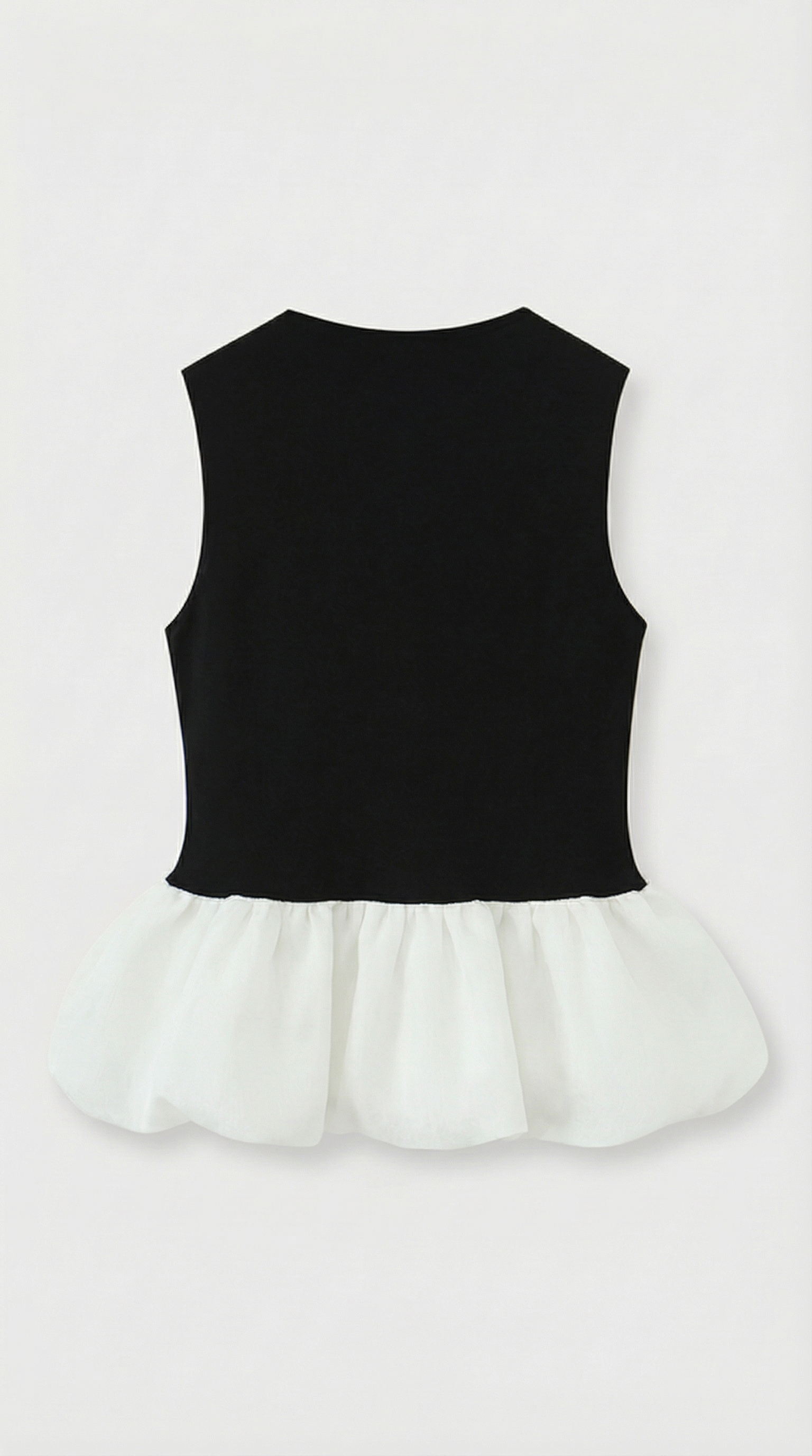 Onasis - Mixed-Media Contrast Peplum Top