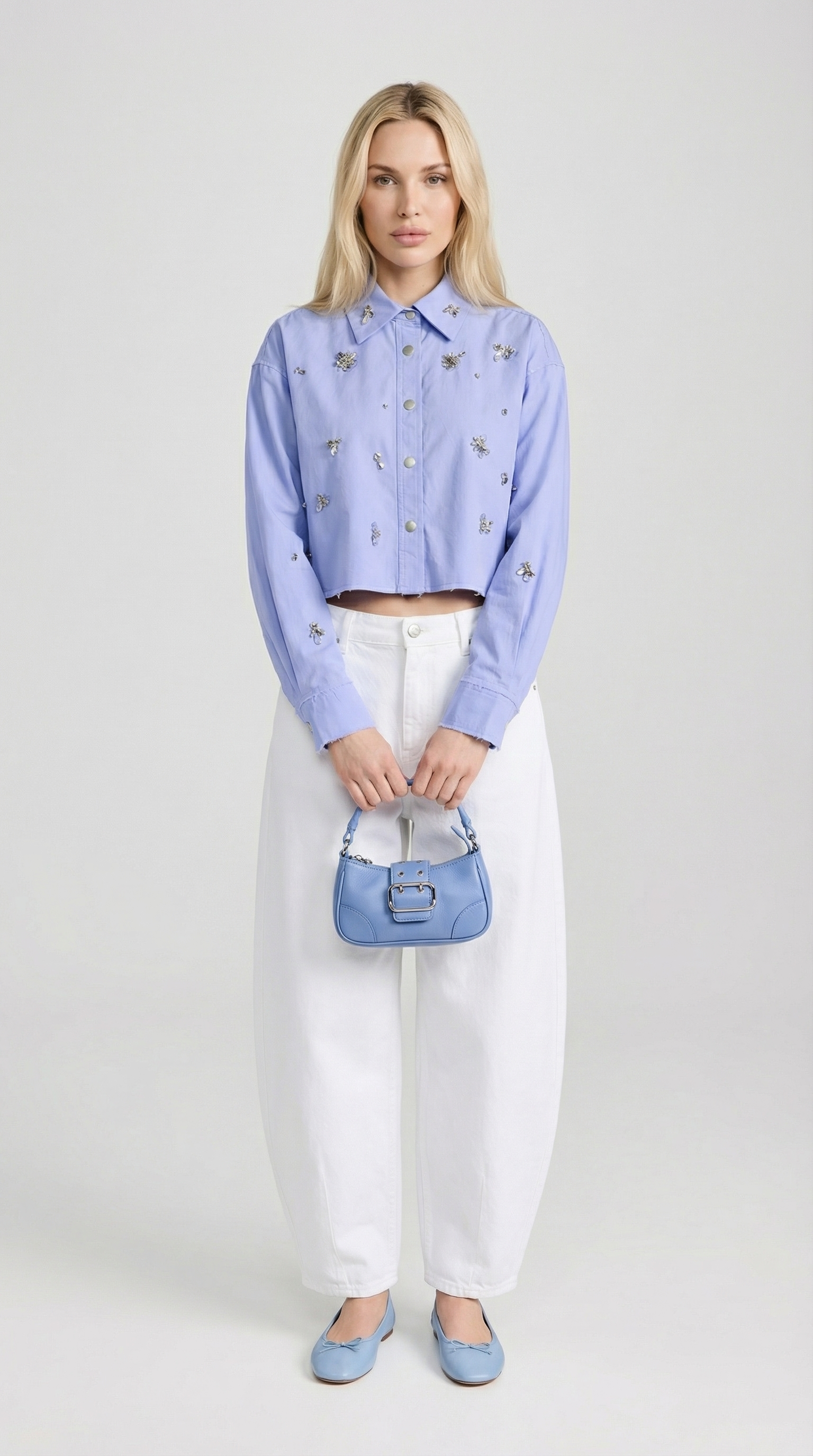 Avi - Jewels-Embellished Cropped Shirt