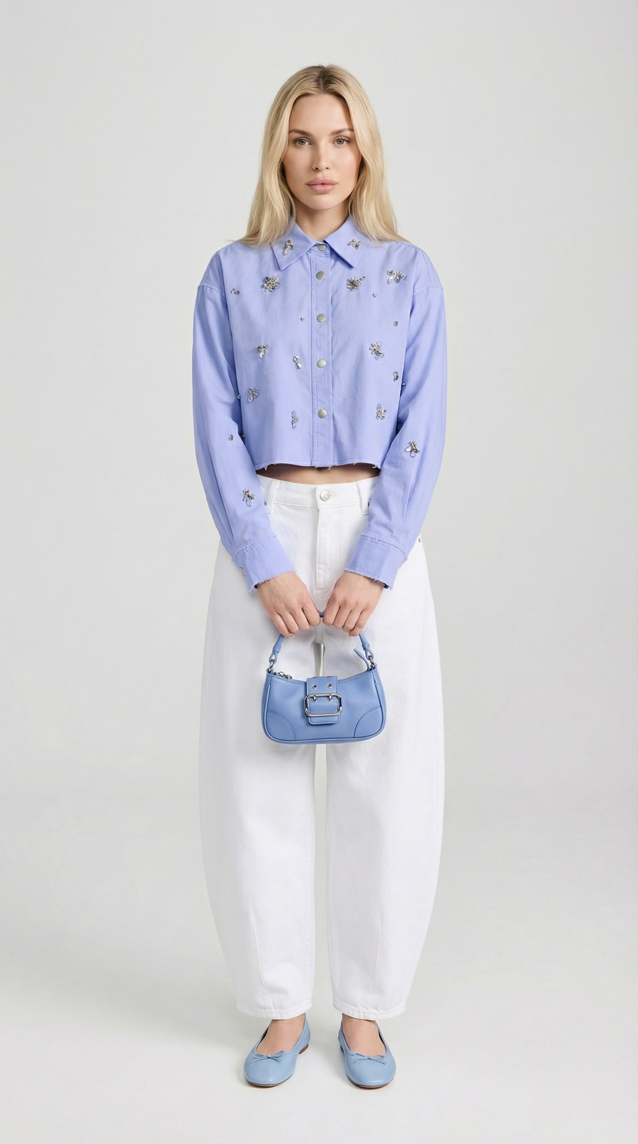 Avi - Jewels-Embellished Cropped Shirt