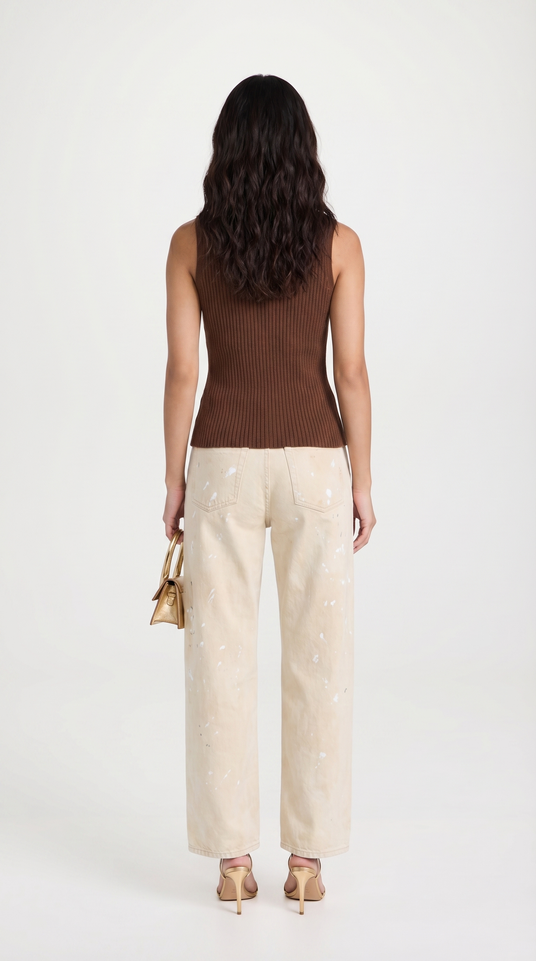 Corso - Keyhole-Detail Sleeveless Ribbed Top Brown