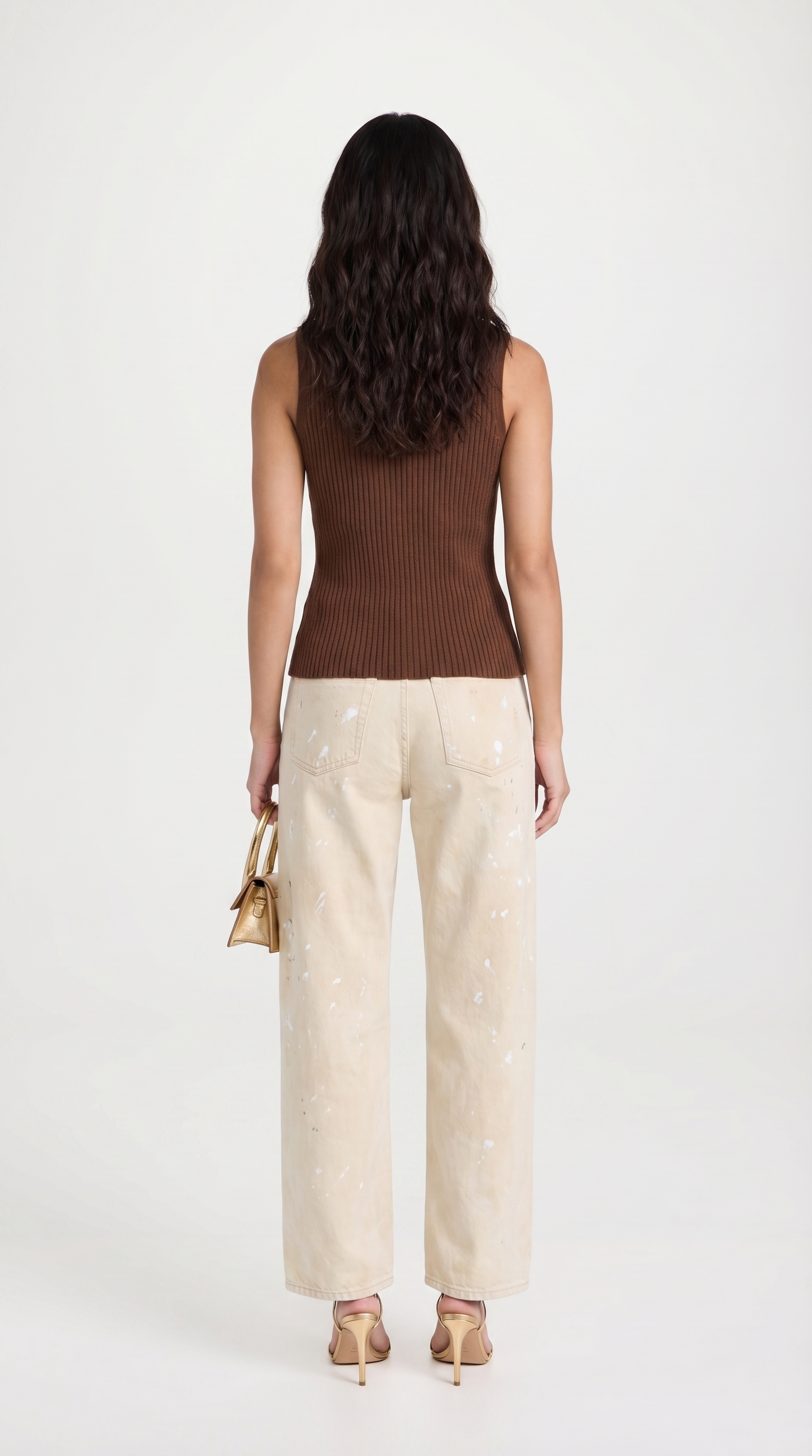 Corso - Keyhole-Detail Sleeveless Ribbed Top Brown