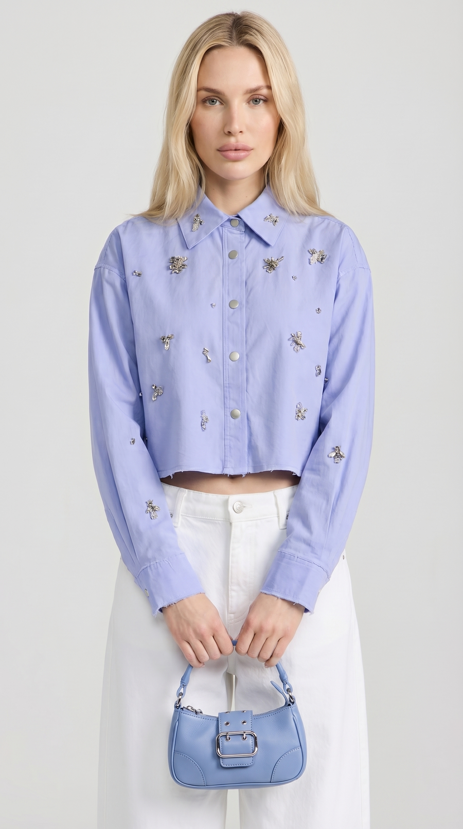 Avi - Jewels-Embellished Cropped Shirt