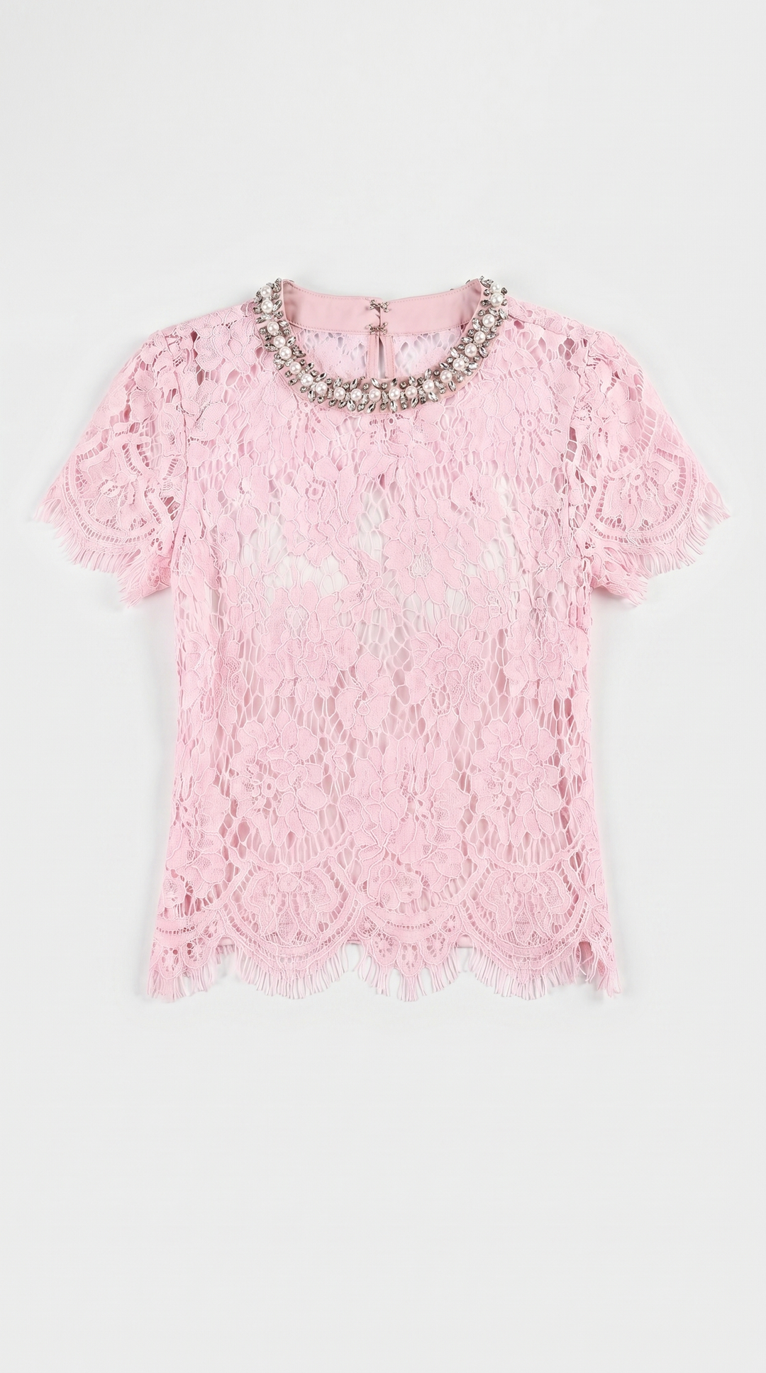 Boni - Crystal-Embellished Guipure Lace Blouse Pink