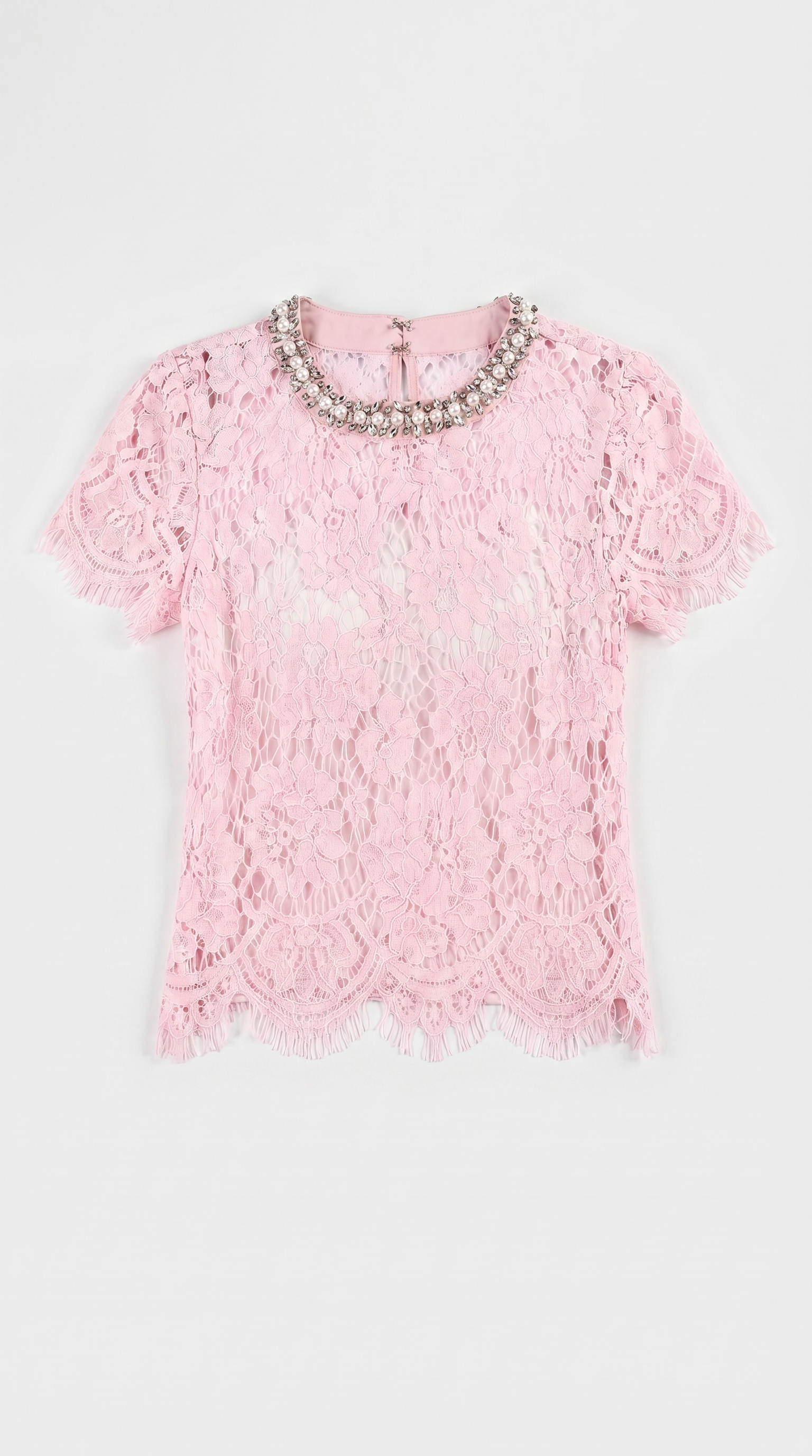 Boni - Crystal-Embellished Guipure Lace Blouse Pink