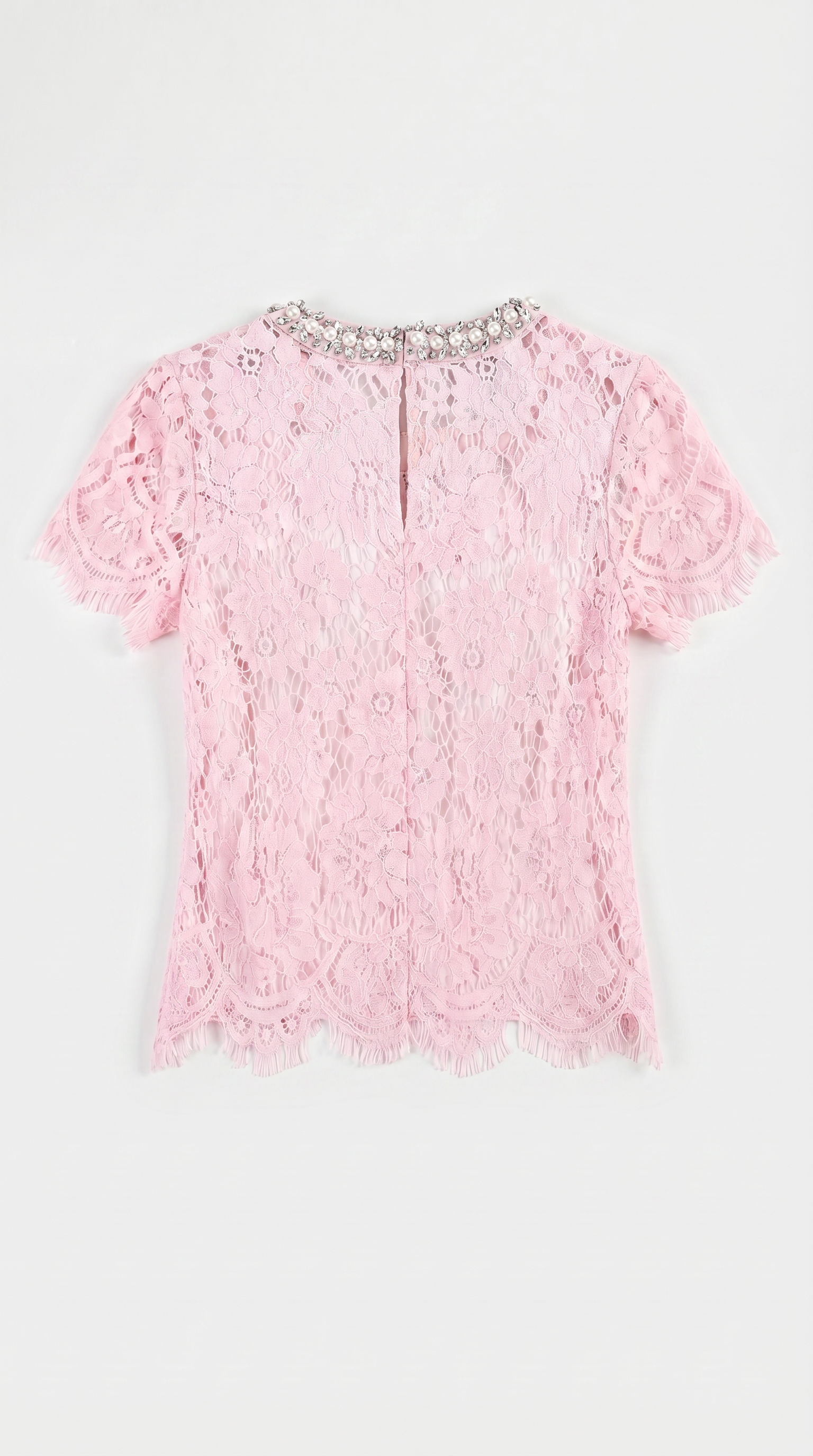 Boni - Crystal-Embellished Guipure Lace Blouse Pink
