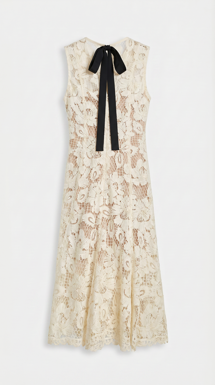 Esten - Sleeveless Guipure Lace Midi Dress