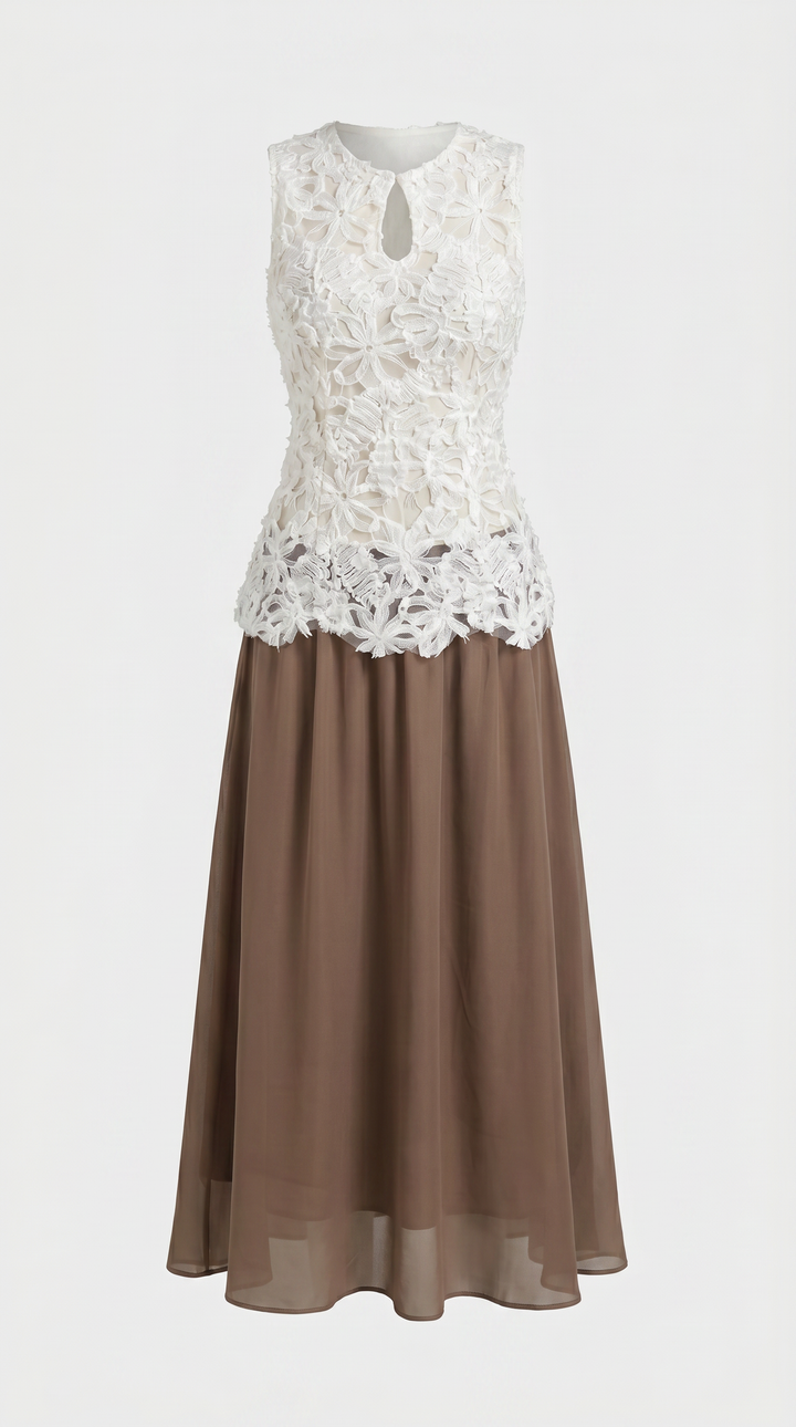 Asti - 3D Floral Appliqué Top & Midi Skirt