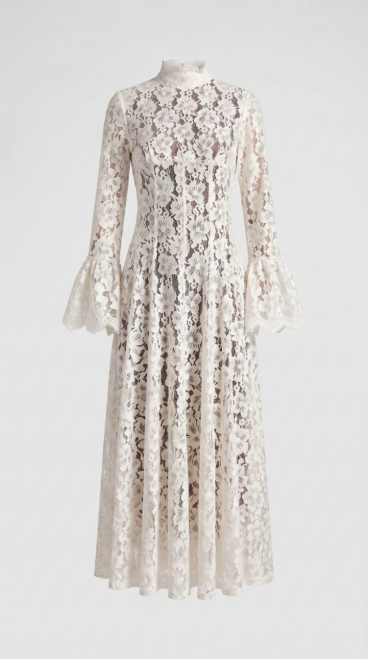 Alef - High-Neck Victorian Lace Maxi Dress