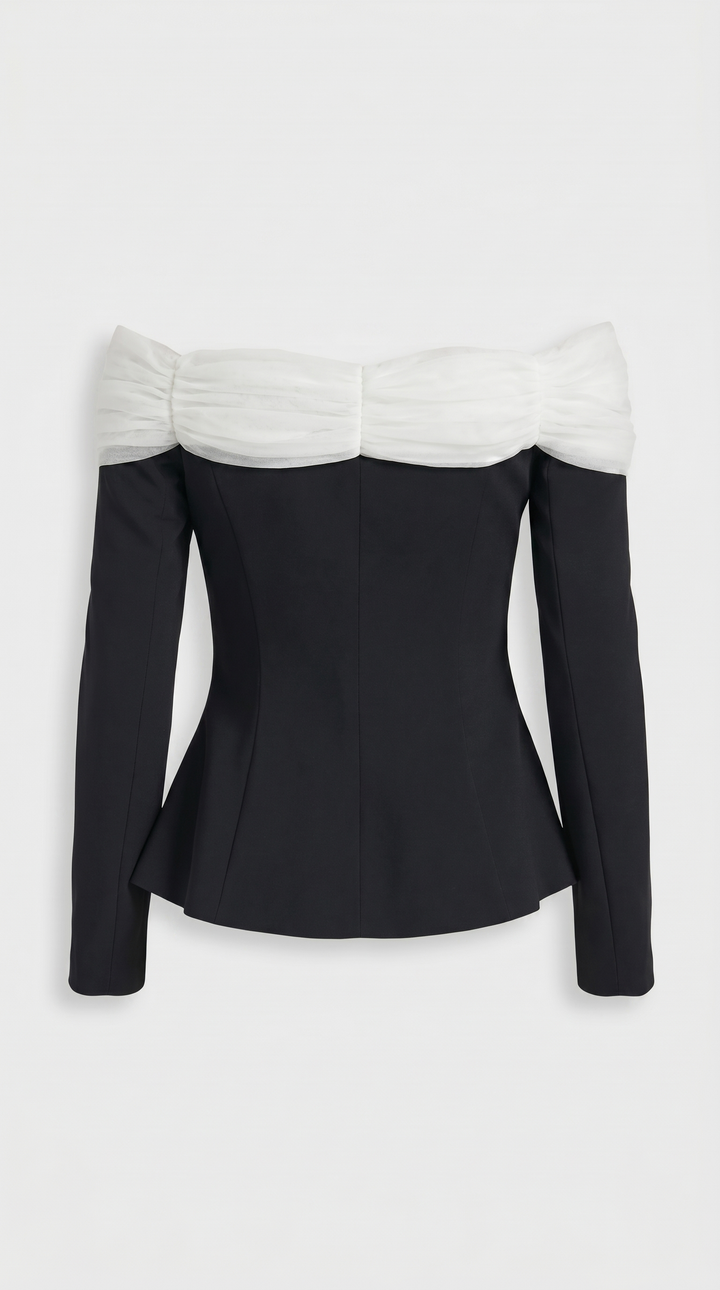 Arana - Sexy Slash Neck Crop Top Black