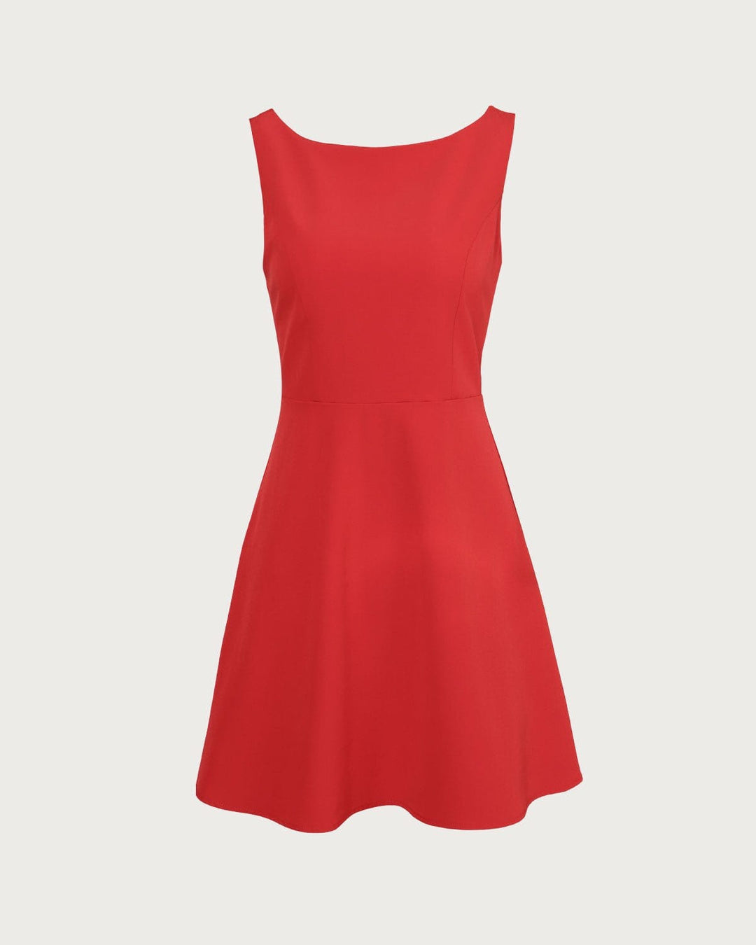 The Red Boat Neck High Waisted Mini Dress