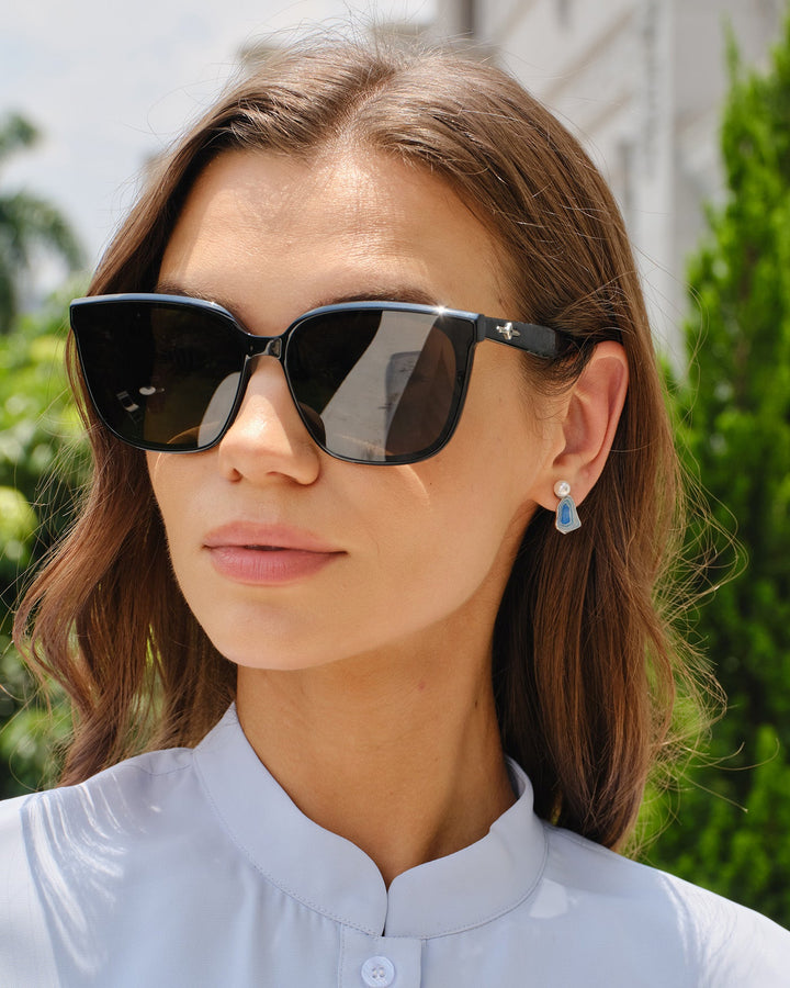 Blue Brass Earrings