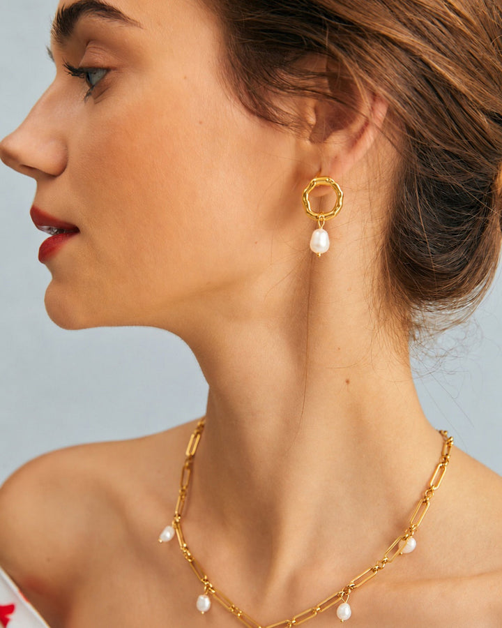 Gold Pearl Earrings