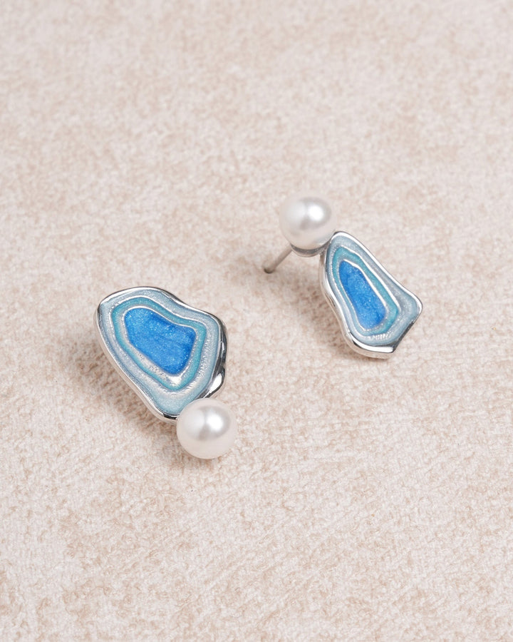 Blue Brass Earrings